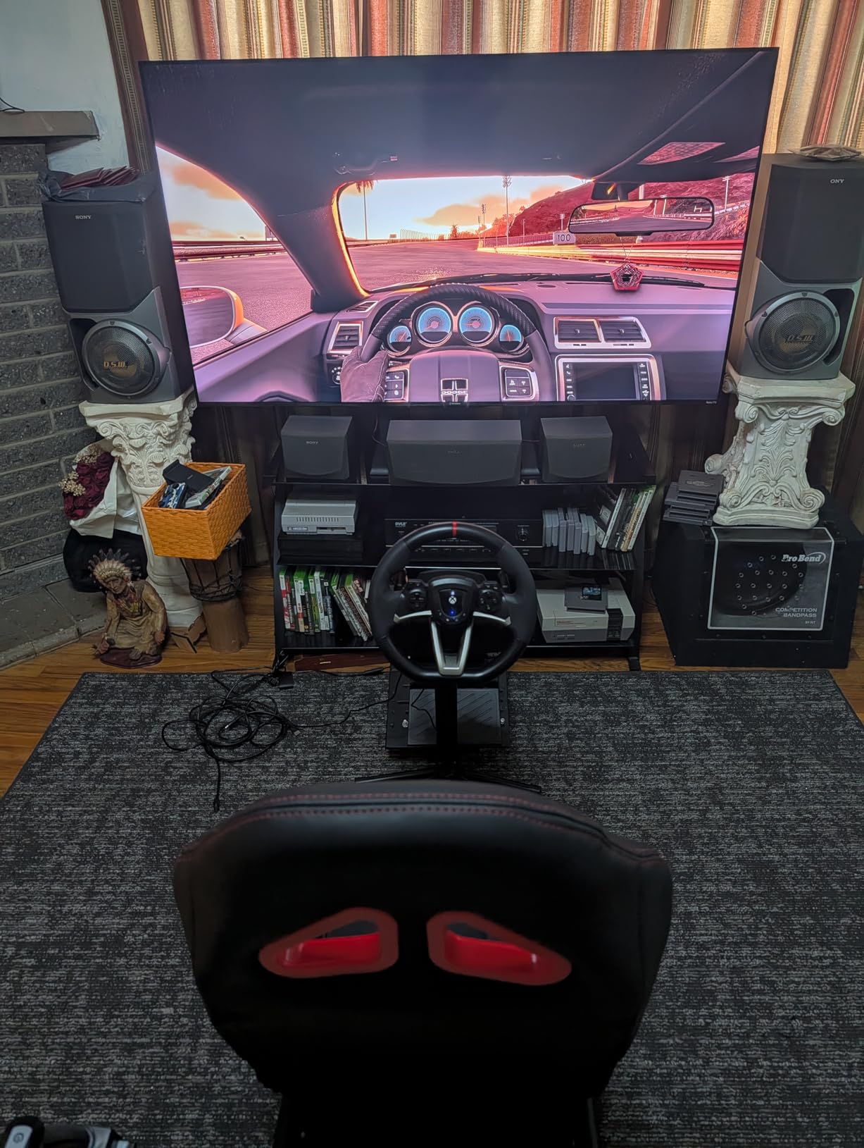 DIWANGUS Racing Simulator Cockpit, Foldable Steel Sim Rig with Seat | Adjustable Wheel Deck Height & Angle, Pedal Angle & Position, Foldable Frame, Fits Logitech, MOZA, Thrustmaster customer photo 1