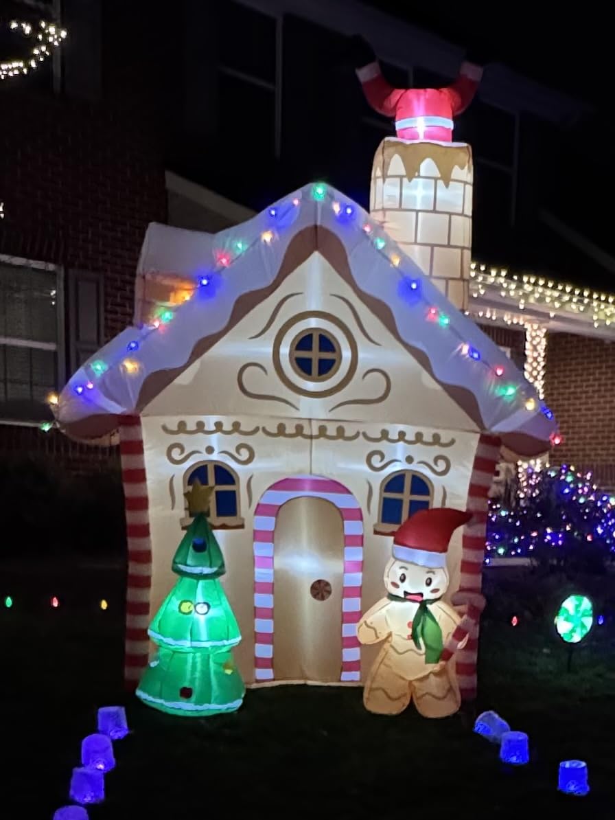 OurWarm 10FT Gingerbread Man Inflatable Archway with LED Lights, Christmas Yard Decoration for Outdoor Parties customer photo 2