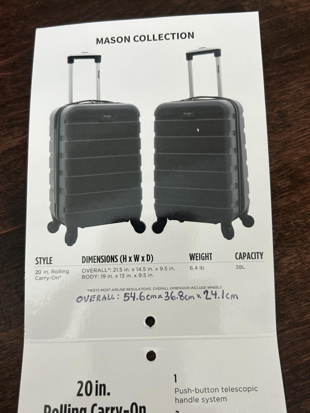Wrangler Hardside Spinner Luggage, Blue Heaven, Carry-On 20-Inch customer photo 2