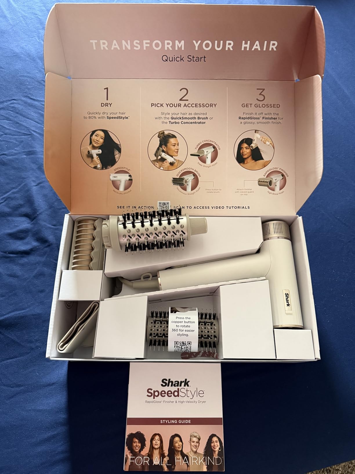Shark SpeedStyle Hair Dryer, 3 Styling Tools, Fine to Medium Hair, HD331 | QuickSmooth Brush & Turbo Concentrator, RapidGloss Finisher for Shine, Wet-to-Dry Ultra-Fast, Less Frizz customer photo 1