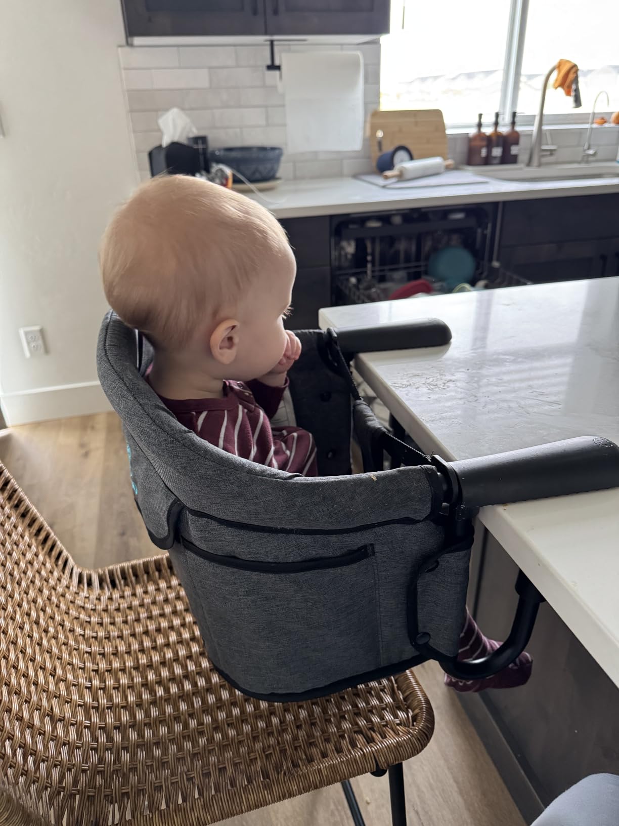 Hook-On High Chairs - Portable & Foldable for Babies 6-36 Months, Family & Travel Use with Carry Bag (Grey) customer photo 2