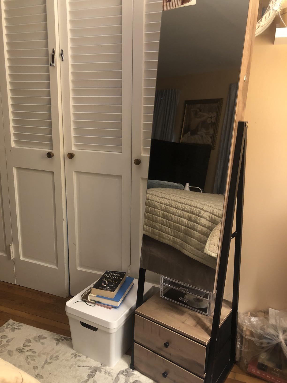 Nicetree Mirror Jewelry Cabinet, Lockable Full Length Mirror, 2 Drawers, Standing Jewelry Armoire with Mirror, Adjustable Angles, Gift Idea, Rustic Brown customer photo 1
