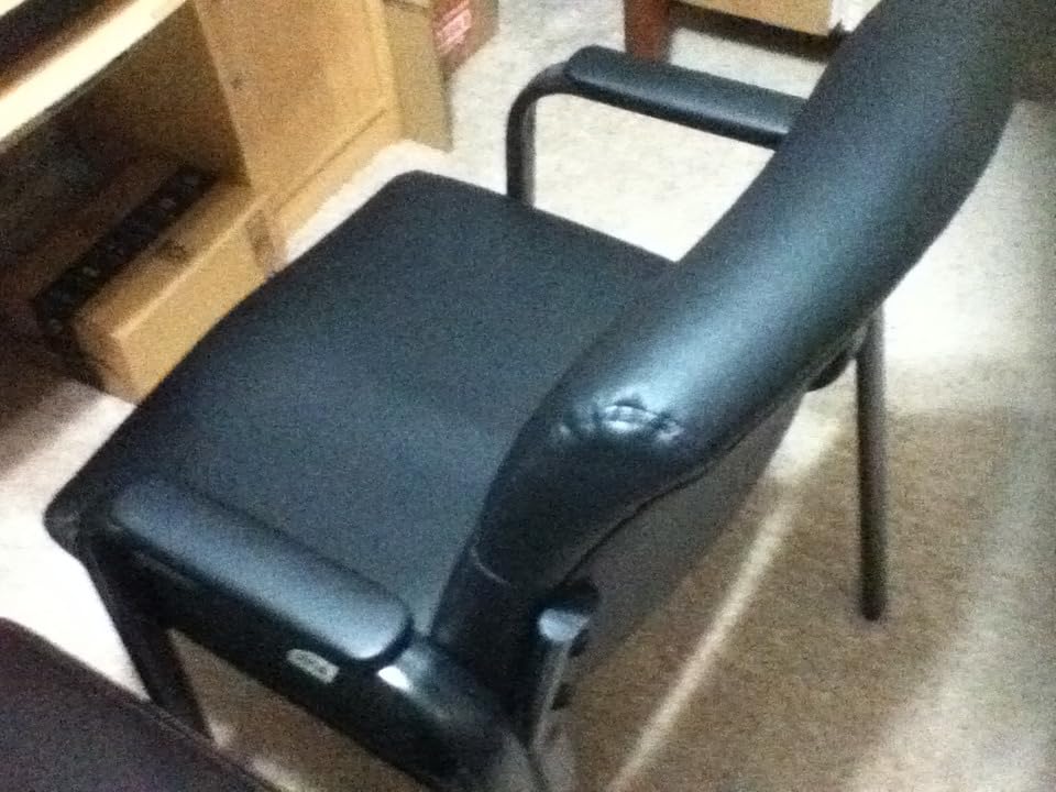 Oline Leather Guest Chair with Padded Arms, Reception Meeting Conference Waiting Room Lobby Big and Tall Executive Office Chair, Black (1 Pack) customer photo 1