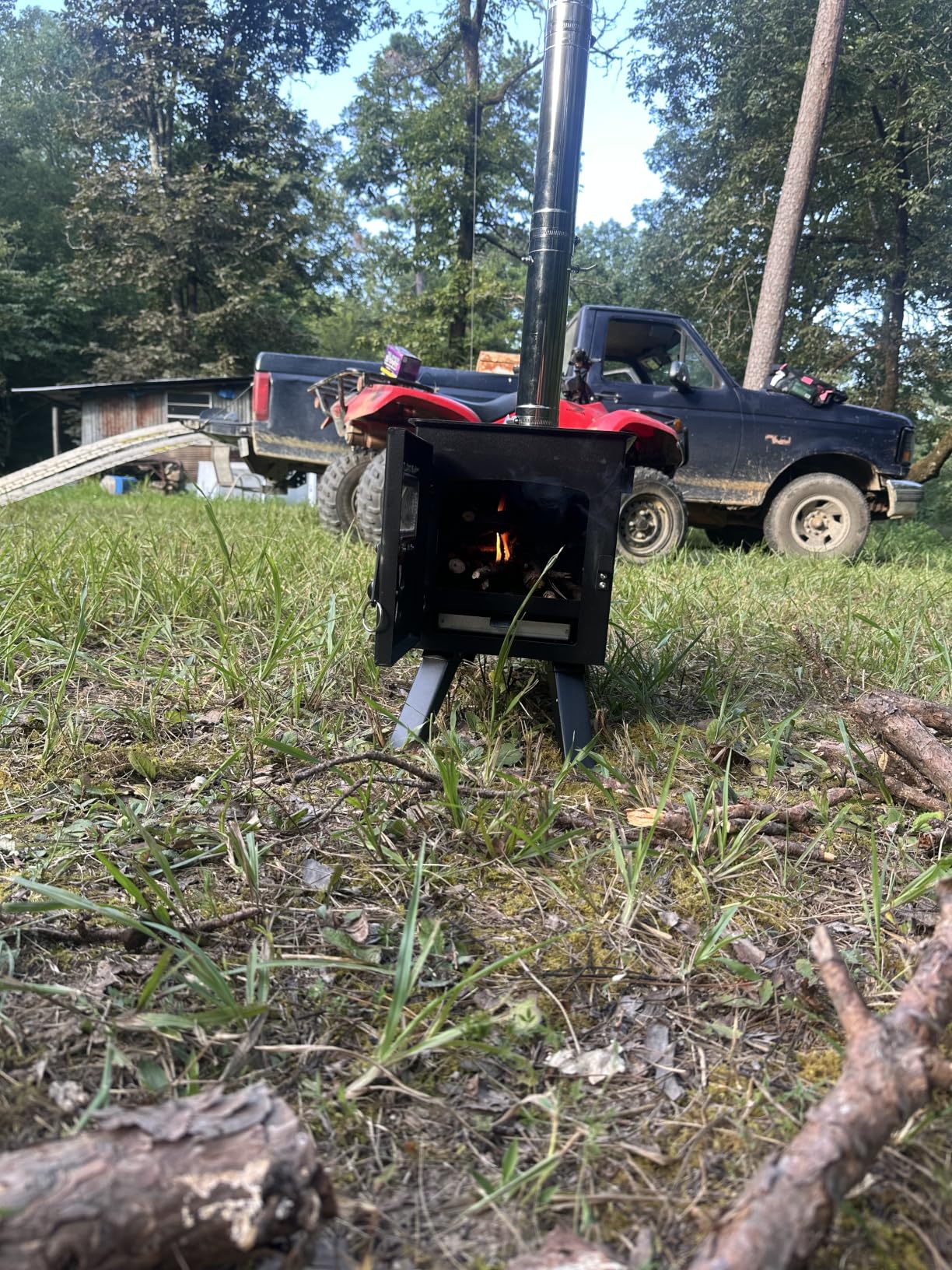 VEVOR Camping Wood Stove Alloy Steel Camping Tent Stove, Portable Wood Burning Stove with Chimney Pipes & Gloves, 1400in³ Firebox Hot Tent Stove for Outdoor Cooking and Heating with 8 Pipes customer photo 1
