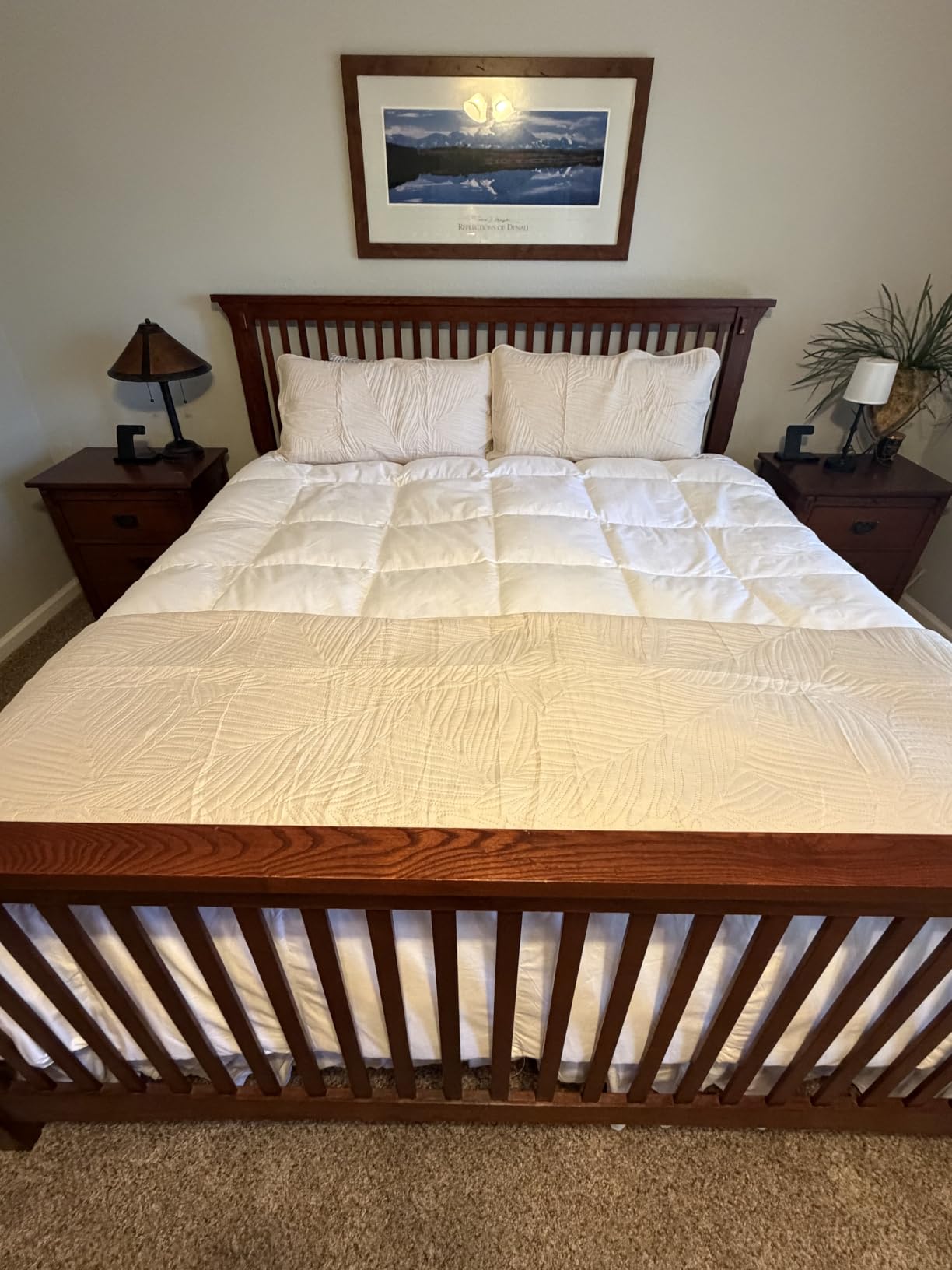 Exclusivo Mezcla 3-Piece King Quilt Bedding Set, Soft Microfiber Bedspreads | Lightweight Summer Beige Quilts King Size with Pillow Shams, Decorative Leaves Pattern Coverlets for Bedroom Guest Room customer photo 2
