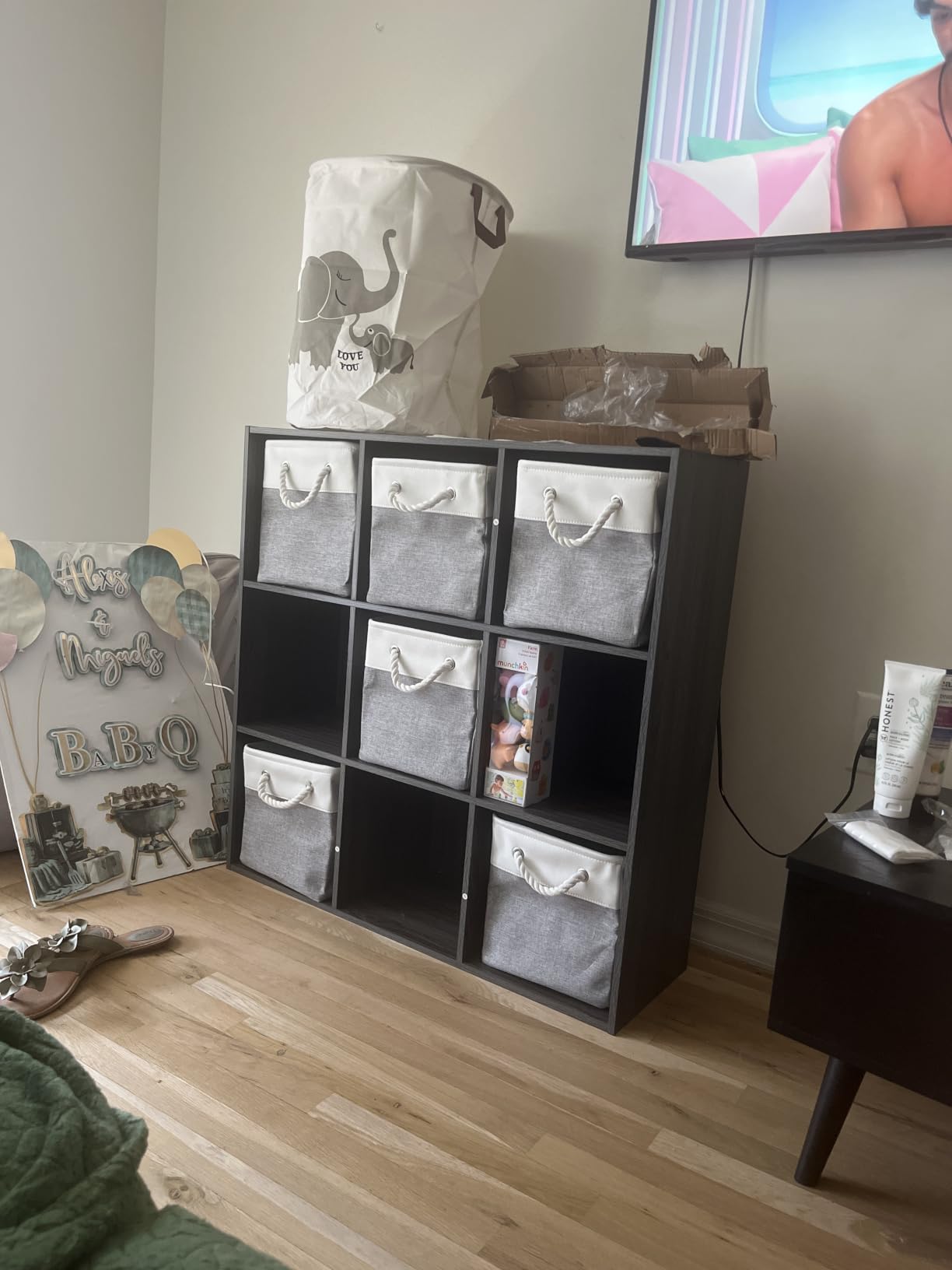 Best Choice Products 9-Cube Storage Organizer, 11in Shelf Opening, Bookcase, Display Shelf, Customizable w/ 3 Removable Back Panels - Greige customer photo 2
