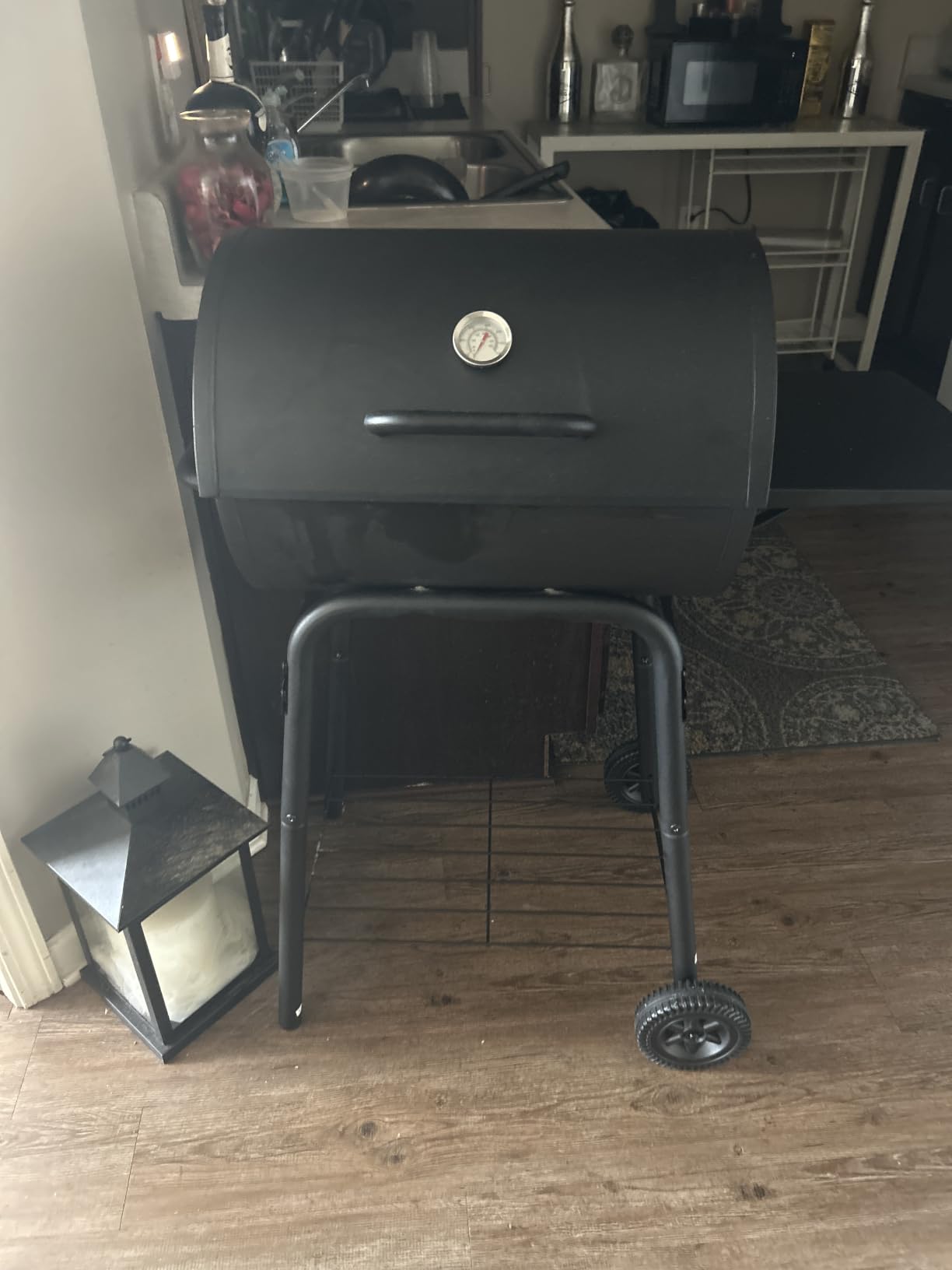 Charcoal Grill with Side Table, Barrel BBQ Grill 500 Sq In Cooking Area | Charcoal Outdoor BBQ Grill, for backyard, camping and picnic outdoor barbecue cooking by DNKMOR customer photo 2