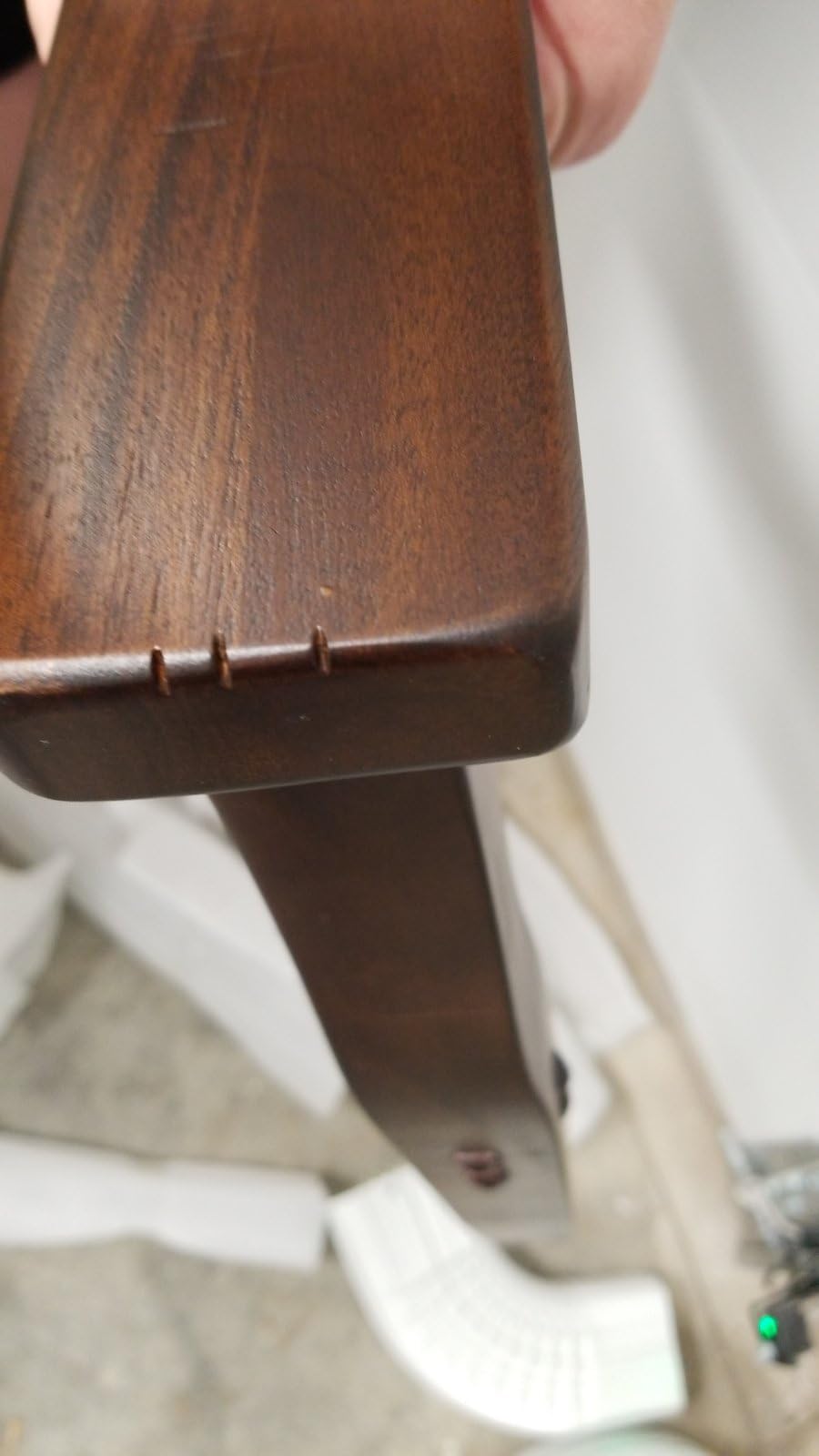 Pemberly Row Mahogany Rocking Chair with Cushioned Seat and Back, Studded Accents, Smooth Rocking Motion, Rustic Oak customer photo 1