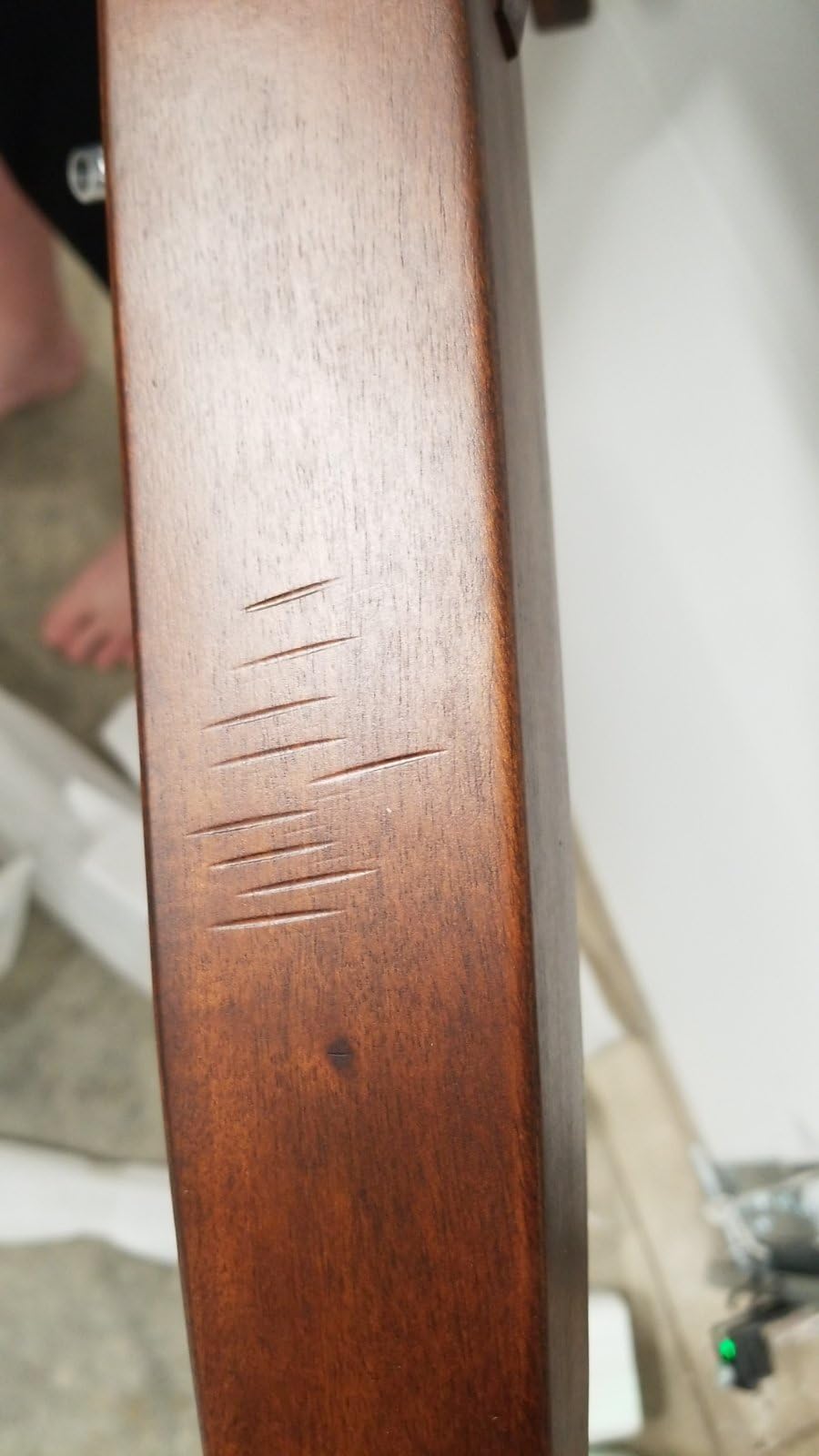 Pemberly Row Mahogany Rocking Chair with Cushioned Seat and Back, Studded Accents, Smooth Rocking Motion, Rustic Oak customer photo 2
