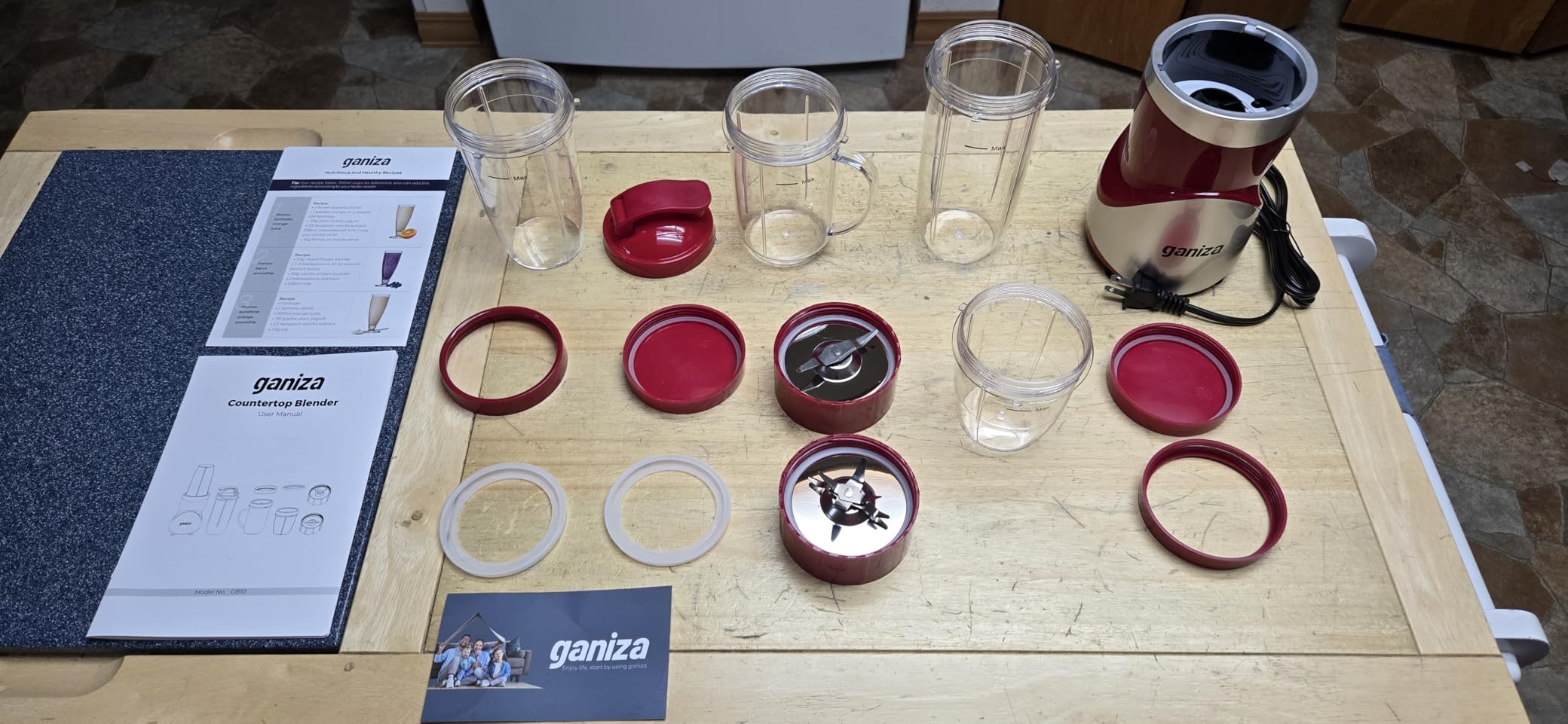 Ganiza Smoothie Blender, 900W Blenders Shakes and Smoothies, 15-Piece Personal Blender and Grinder Combo, 4 BPA-Free Portable Cups customer photo 1