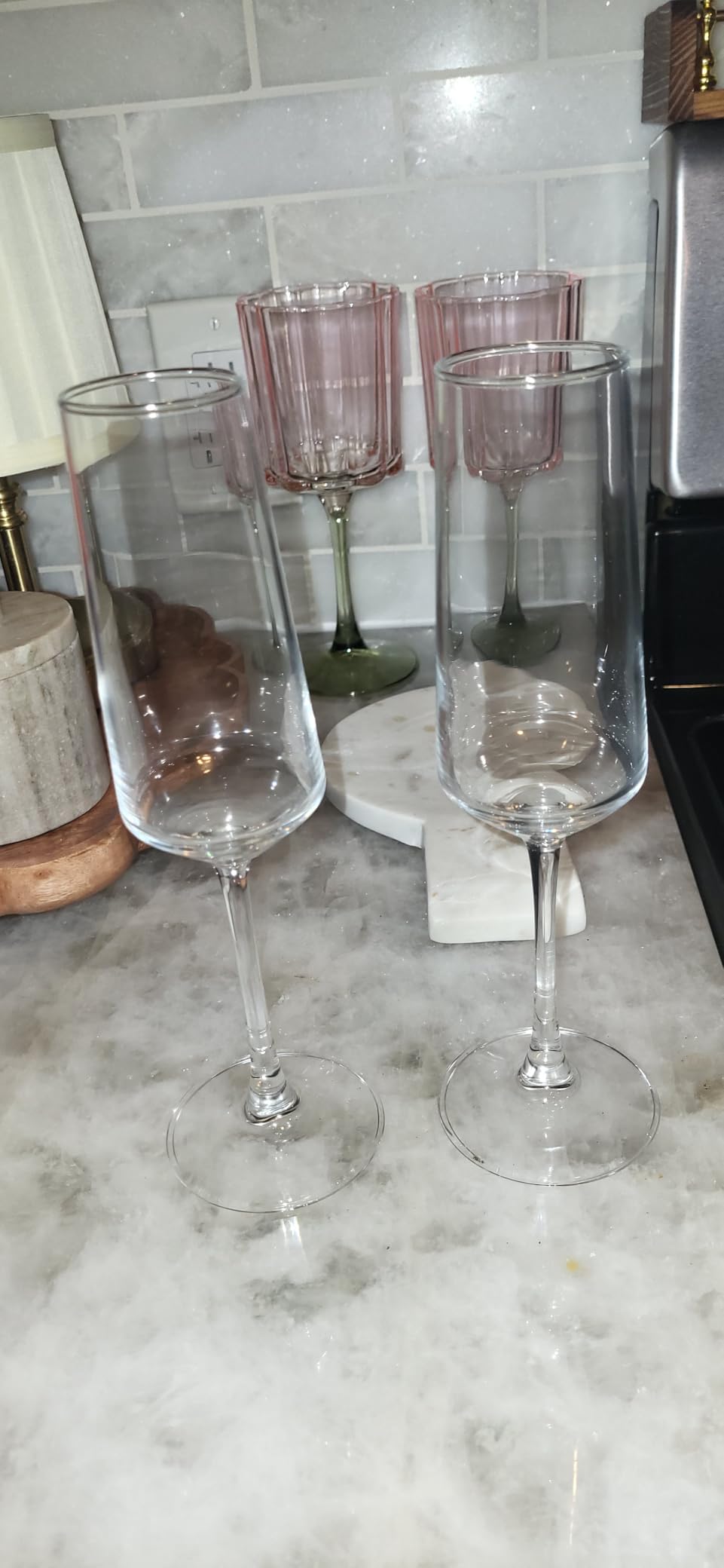 PARACITY Champagne Glasses Set of 2: Clear Glass Champagne Flutes, 8.5 oz | Transparent glass pair for prosecco and mimosas; gift-ready for birthdays, weddings, Christmas, celebrations, women and men customer photo 2