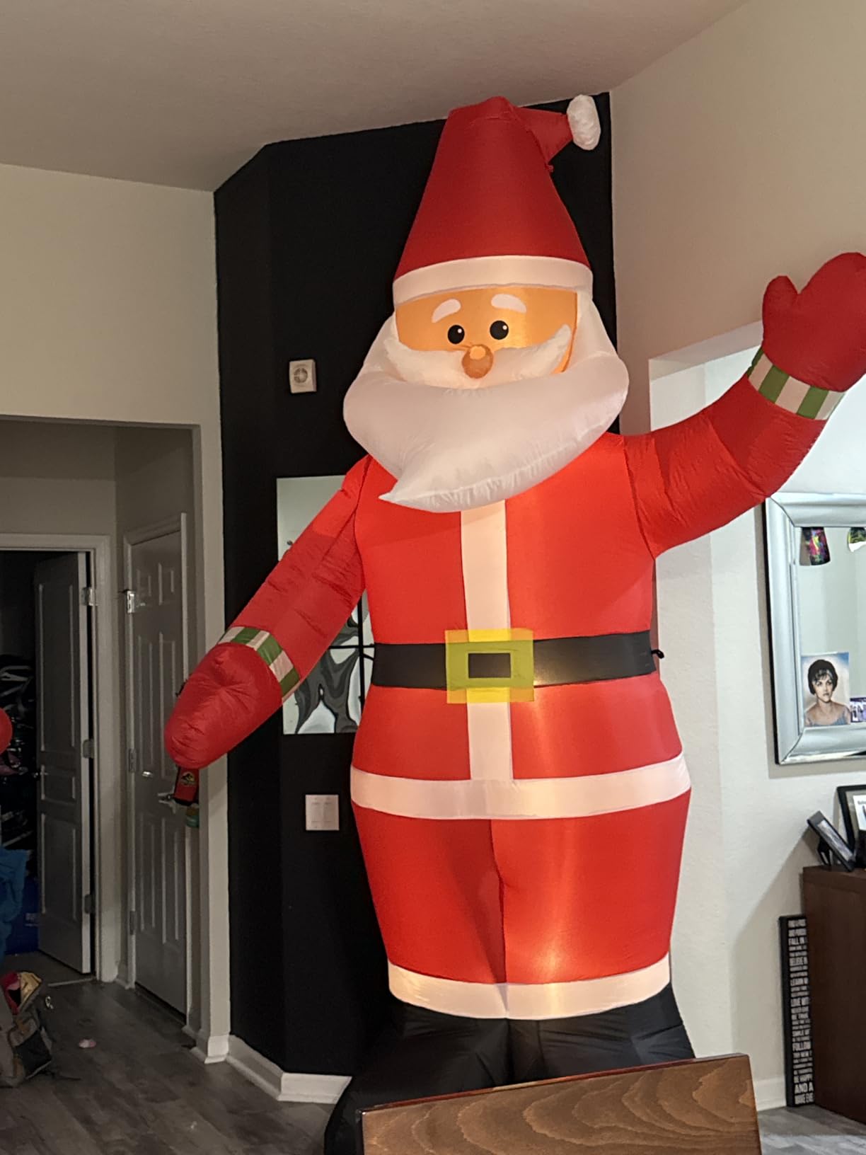 10 FT Christmas Inflatable Santa Claus Outdoor Decoration, Huge Xmas Classic Santa Blow up Santa with Built-in LED Light, Giant Holiday Party Decor for Yard Garden Hall Plaza Mall, Instant Inflate customer photo 1