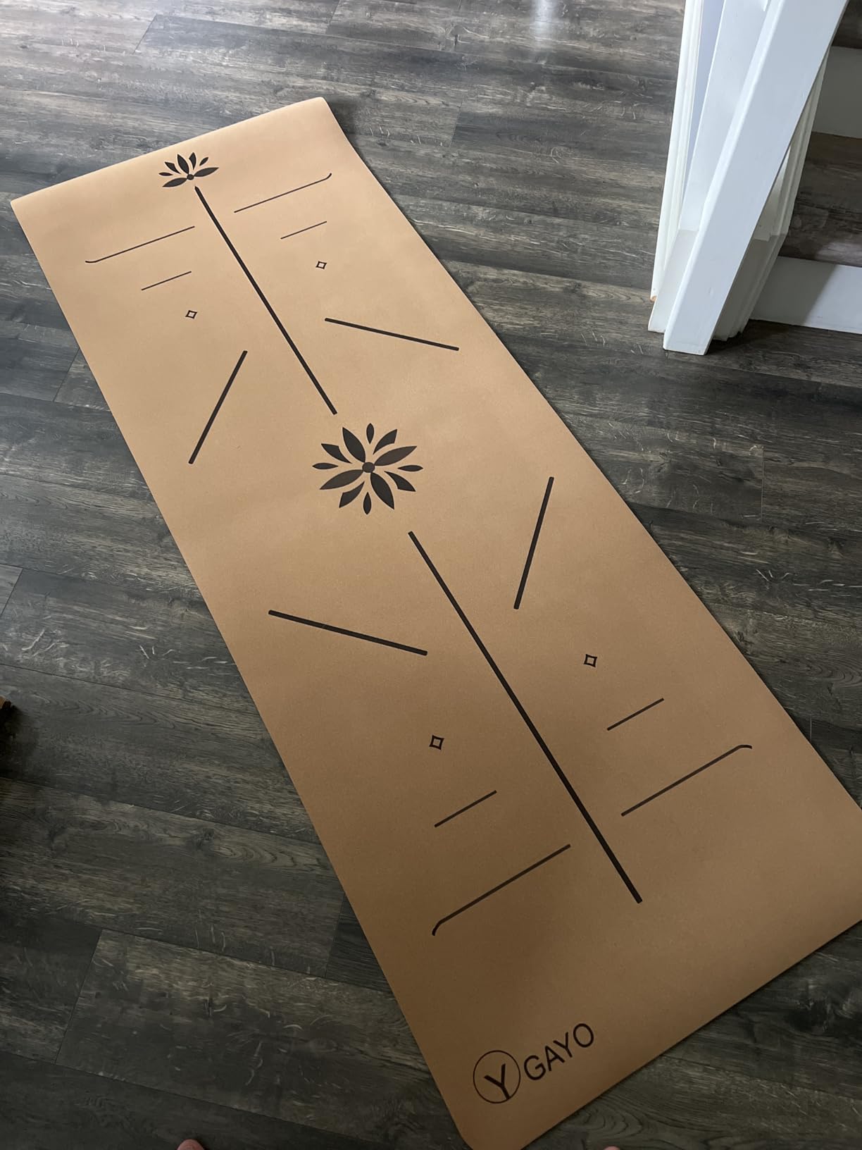 Y O Gayo Premium Yoga Cork Mat | 5mm Thick Natural Tree Rubber Base and Bigger Mat for Extra Support, Alignment lines for Guidance | Non-Slip, Sustainable, Your Ultimate Yoga Companion customer photo 1