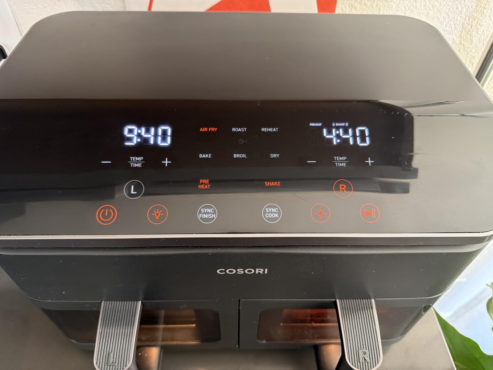 Cosori Dual Air Fryer, 9QT, 10-in-1, Sync Cook & Finish, Max 450F | Dual 4.5QT Baskets, Independent Cooking, Touch Control, 95-450F, 85% less oil, 130+ Nutritional Recipes, Dishwasher-Safe customer photo 2