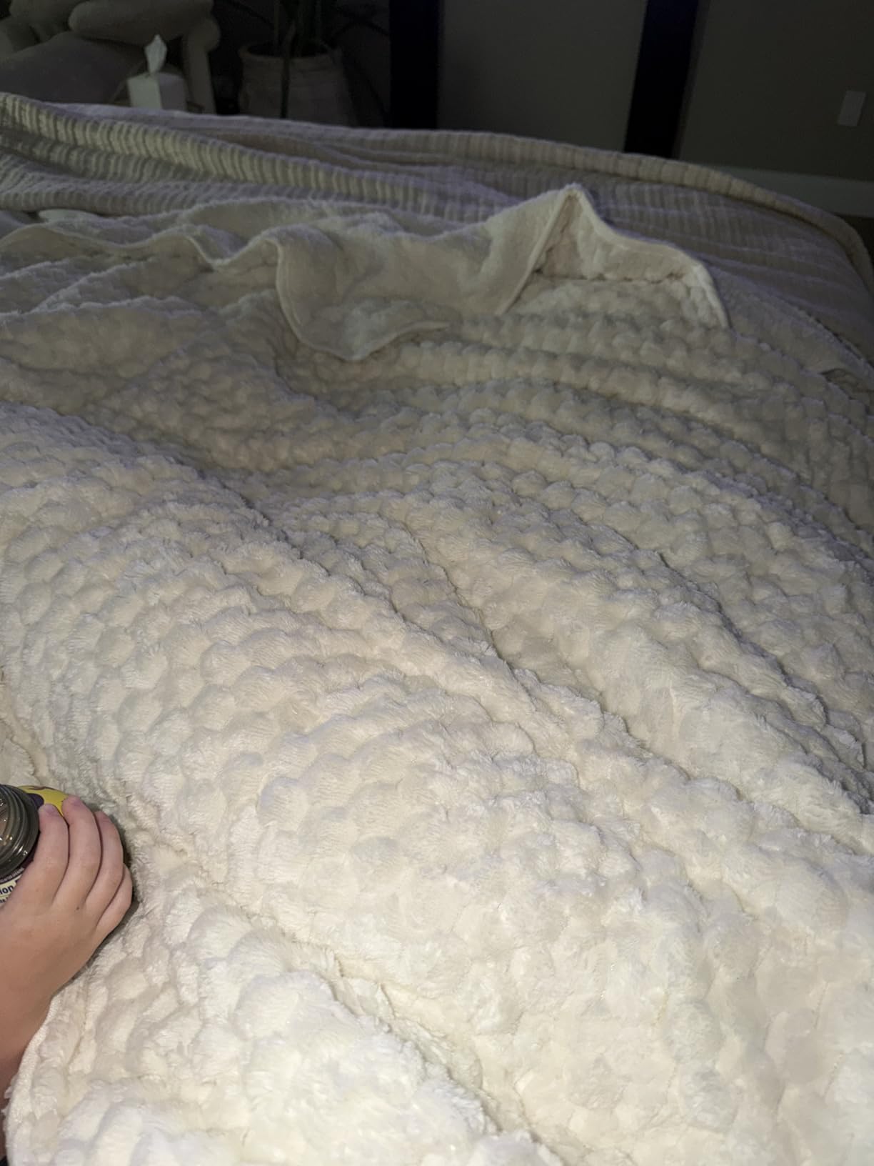 Drewin Weighted Blanket Queen Size 15lbs for Adults, Beige, 60 x 80 inches | Soft Jacquard Sherpa, Fluffy Cozy Sofa Throw Blankets for Sleep Natural and Calming, Machine Washable, Filled with Glass Beads customer photo 1