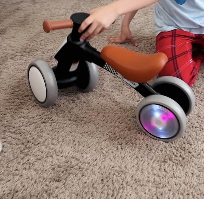 Colorful Lighting Baby Balance Bike Toys for 1 Year Old Boy Gifts, 10-36 Month Toddler Balance Bike, No Pedal 4 Silence Wheels & Soft Seat First Bike, One Year Old Boy Birthday Gift customer photo 1