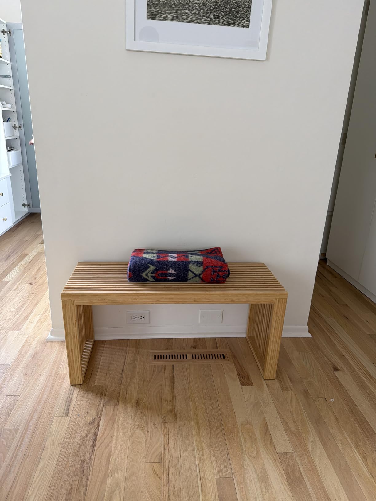 Bamboo Natural 36 inch Wooden Bench, Small Wood Benches for Entryway, Living & Dining Room, Kitchen, Bedroom, Bathroom, Hallway, Front Door, For Indoor & Outdoor Patio Use, Mid Century Modern Decor customer photo 2
