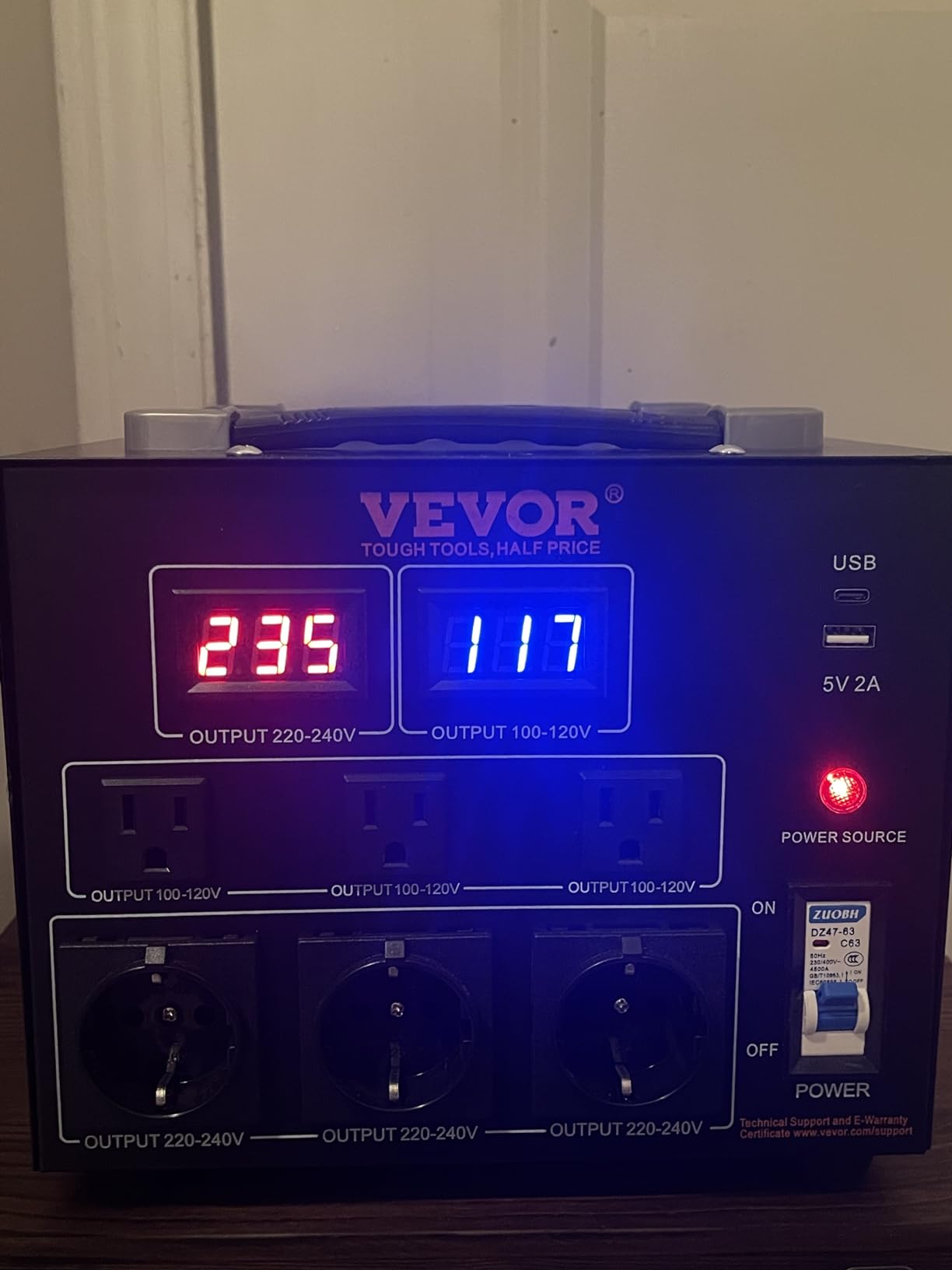 VEVOR Voltage Converter Transformer, 5000W, Heavy Duty Step Up/Down Transformer, Convert from 110 Volt to 220 Volt and from 220 Volt to 110 Volt customer photo 1
