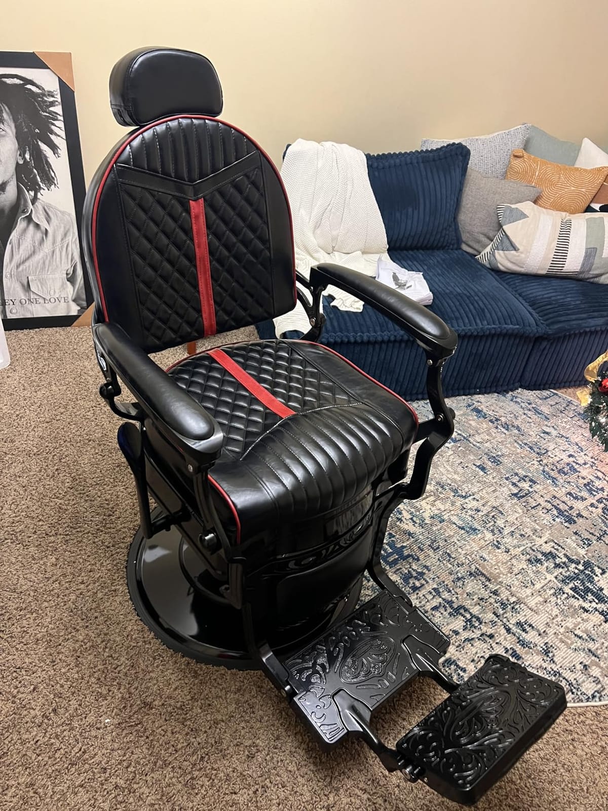 BarberPub Vintage Hydraulic Swivel Reclining Barber Chair 8730 (Red) | Classic Vintage Design, Heavy-Duty Metal Frame, Extra-Large Pump, 360° Swivel Design customer photo 1