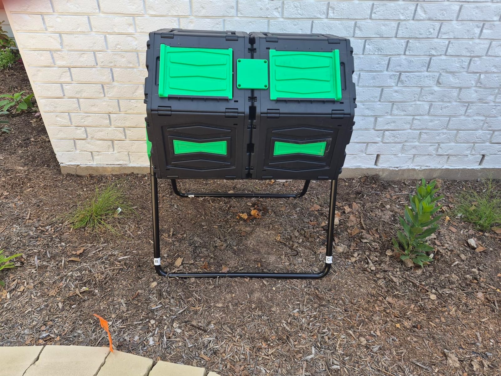 Marcytop Compost Tumbler, Easy Assemble & Efficient Outdoor Compost Bin, 45 Gallon/170 Liter Large Dual Chamber Rotating Composter for Garden, Kitchen, and Yard Waste, Orange Door customer photo 1