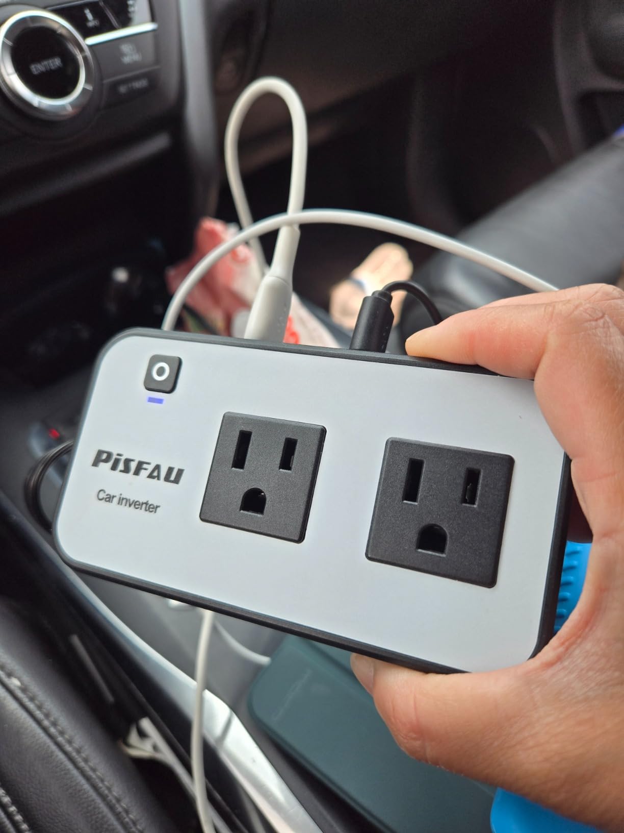 PiSFAU 200W Car Power Inverter - DC 12V to 110V AC Car Plug Adapter Outlet | Dual AC Outlet 4.8A 24W USB-A/C, Portable Cigarette Lighter Charger for Laptop/Camping/Road Trip Essential/Vehicle Accessorie customer photo 2