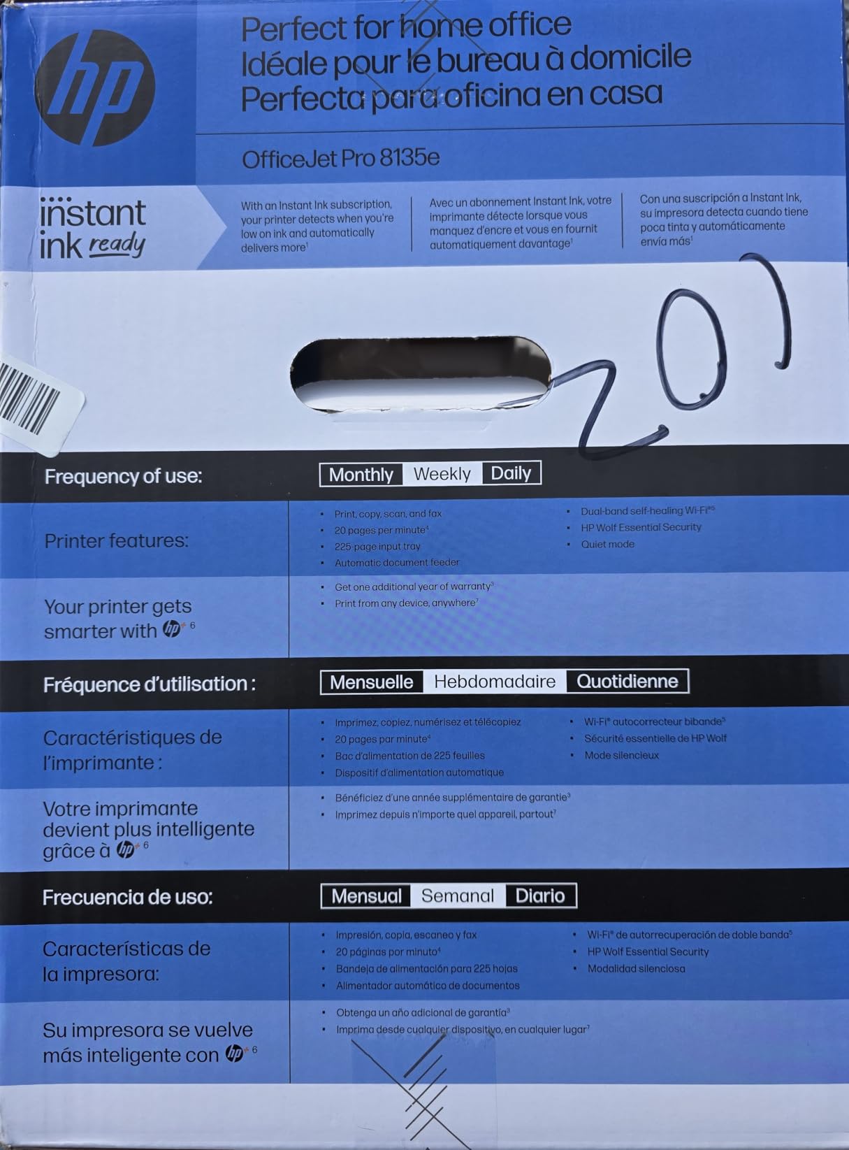 HP OfficeJet Pro 8135e Wireless All-in-One Color Inkjet Printer, Print, scan, Copy, fax, ADF, Duplex Printing Best-for-Home Office, 3 Month Instant Ink Trial Included, AI-Enabled (40Q35A) customer photo 1
