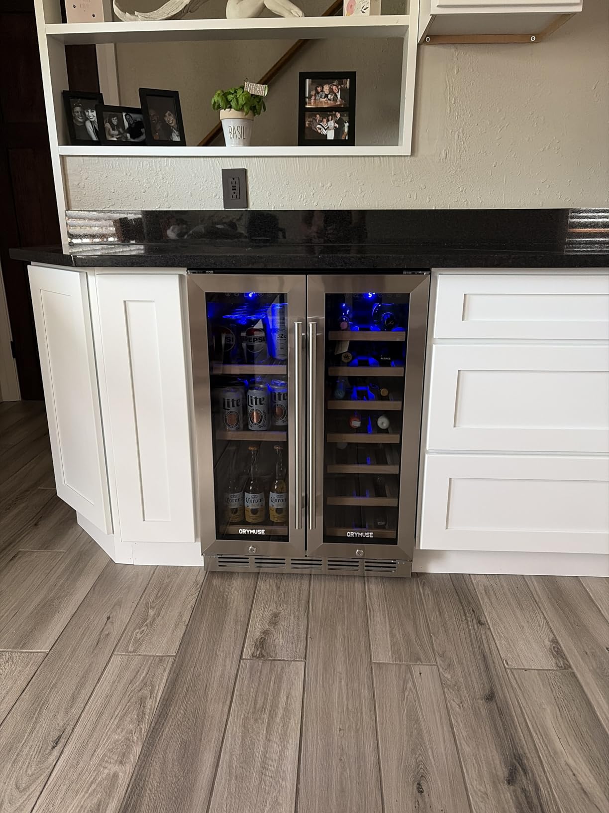 24 Inch Dual Zone Wine and Beverage Refrigerator, Built-in or Freestanding Cooler with French Doors, Under Counter Drink Fridge with Upgraded Compressor for Beer, Wine, and Soda customer photo 2