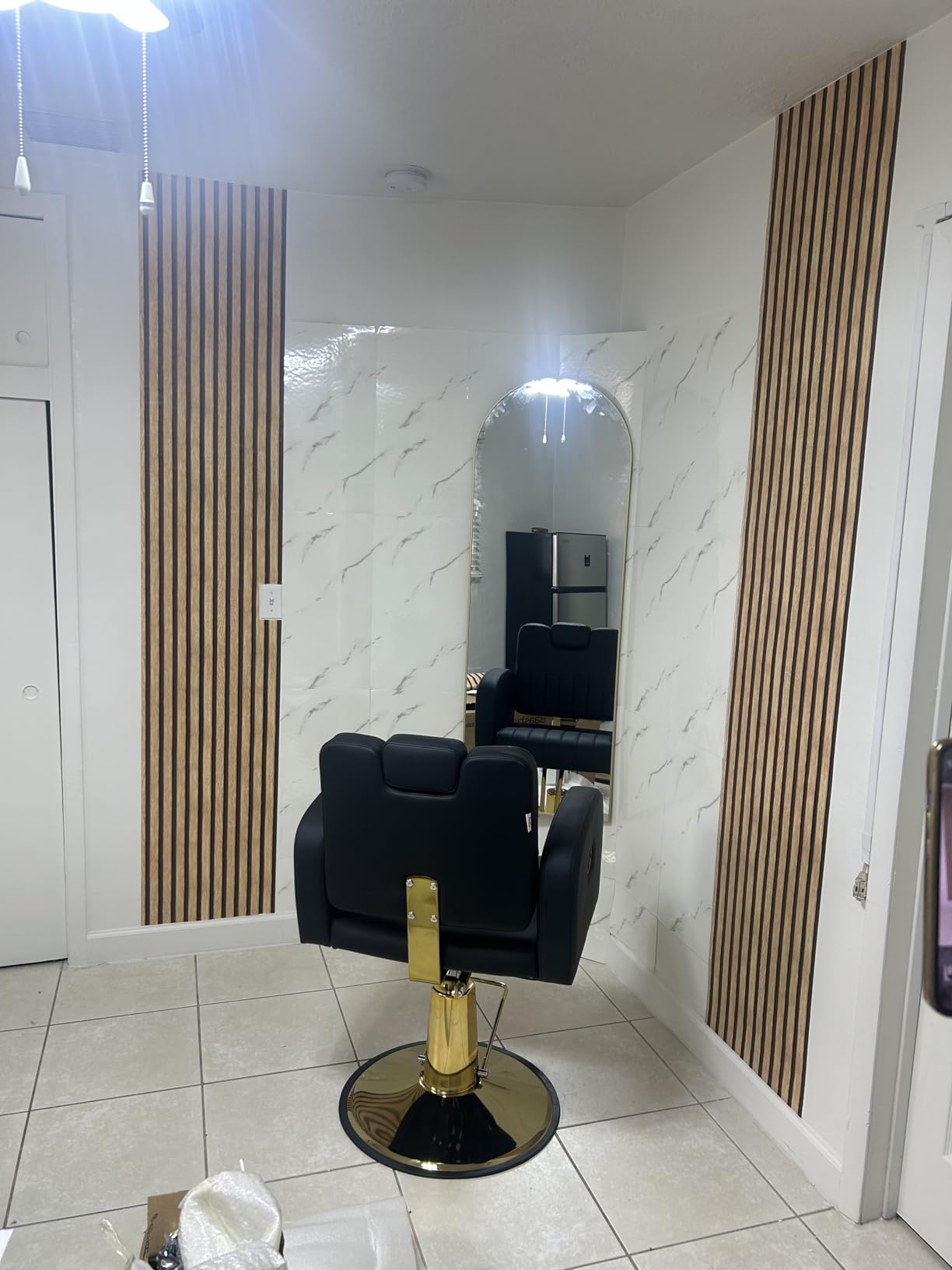 Baasha Black & Gold Reclining Salon Chair - All Purpose Hydraulic Barber Chair with Removable Headrest - Comfortable Styling Chair for Makeup, Lash, Tattoo, Braiding & Shaving, 440 lbs Cap. customer photo 2