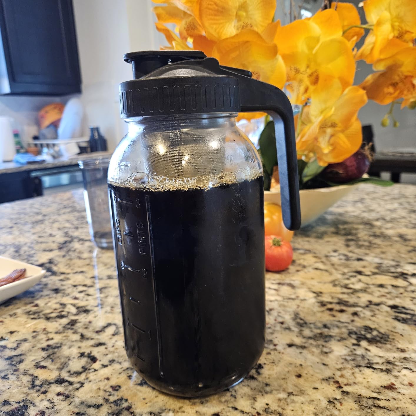 Cold Brew Coffee Maker, 64 oz Mason Jar Pitcher with Stainless Steel Filter, Pour Spout Handle Lid, Airtight & Leak-Proof for Iced Coffee, Tea & Lemonade customer photo 1