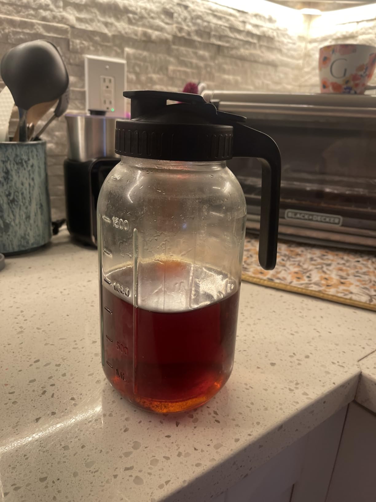 Cold Brew Coffee Maker, 64 oz Mason Jar Pitcher with Stainless Steel Filter, Pour Spout Handle Lid, Airtight & Leak-Proof for Iced Coffee, Tea & Lemonade customer photo 2