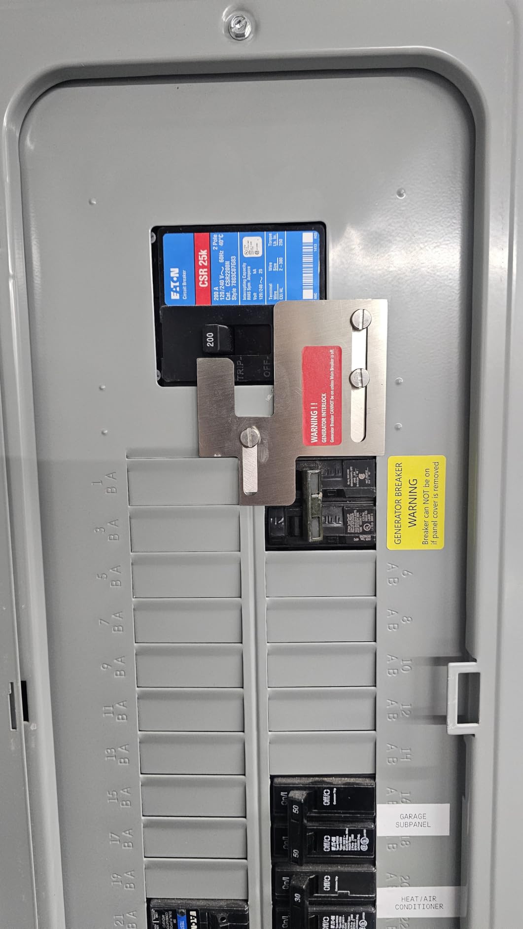 Generator Interlock Kit Compatible with Eaton Cutler Hammer BR Series 150 and 200 amp Panels, 1 1/4-1 7/16 inches Spacing Between Main and Branch Breaker, Professional and Interlock Kit customer photo 2