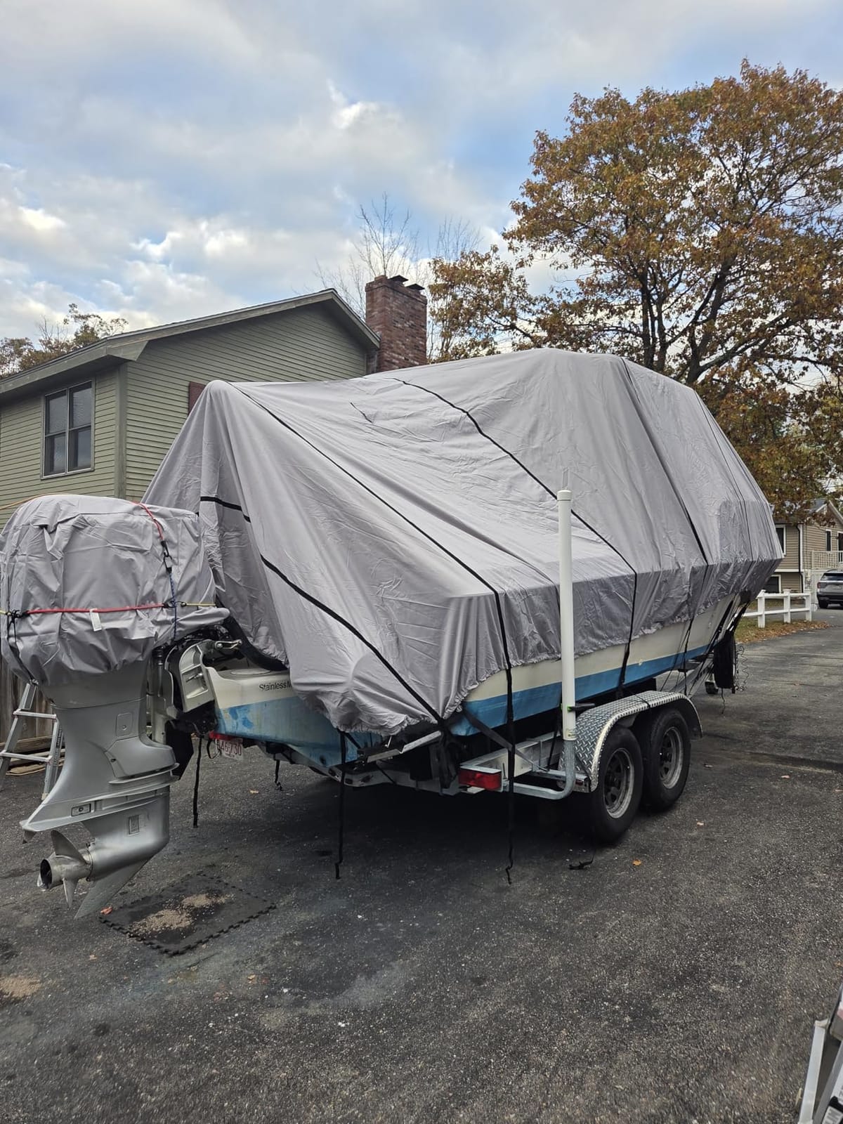 RVMasking T-Top Center Console Boat Cover,1400D Reinforced, 24'-26', Gray | Heavy Duty Fabric, Trailerable, Motor Cover, for T-Top boats, Air Vents, Waterproof, UV Resistant, fits 102