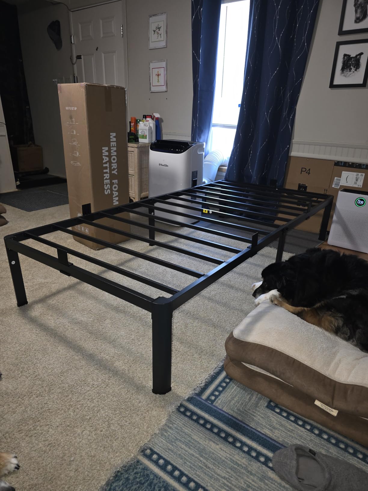 MAF 12 Inch King Metal Platform Bed Frame with Round Corner Legs - Mattress Slide Stopper, 3000 LBS Heavy Duty Steel Slats Support, No Box Spring Needed, Noise Free, 10.4