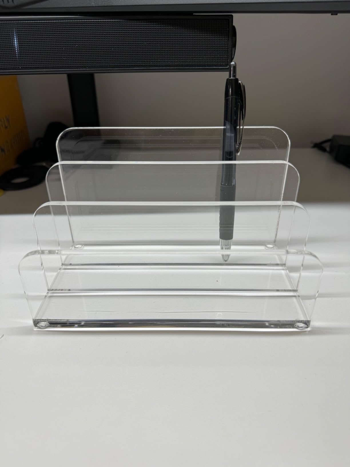 SANRUI Clear Acrylic Mail Organizer for Desk, Mail Holder 3-Slot | Multifunction Desk Organizer for Letters, Envelopes, Bills, Files, Small File Holder for Home Offices, Classroom Organization customer photo 1