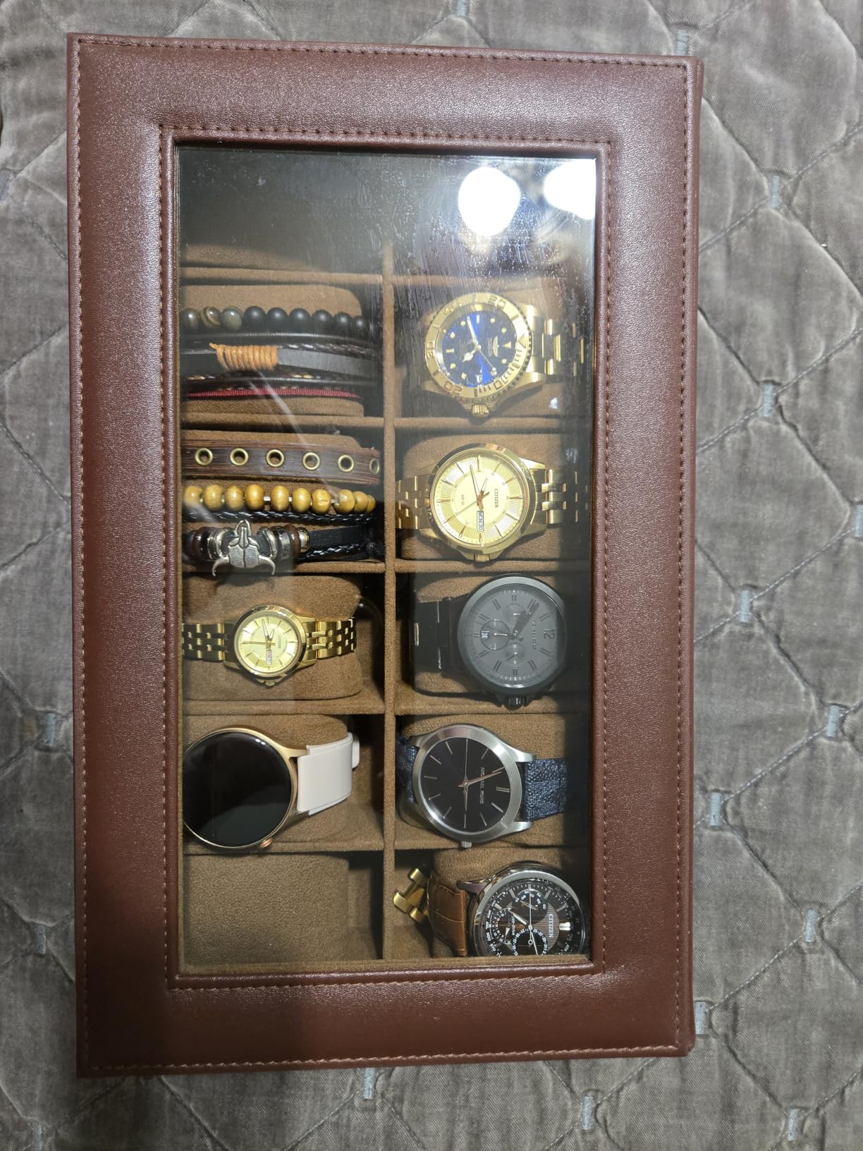 ProCase Watch Box Organizer, 12 Slot Watch Display Case, Black | Watches Storage Boxes Holder for Men Women, Large Glass Lid, Removable Pillows, Anniversary Christmas Birthday Gifts customer photo 2