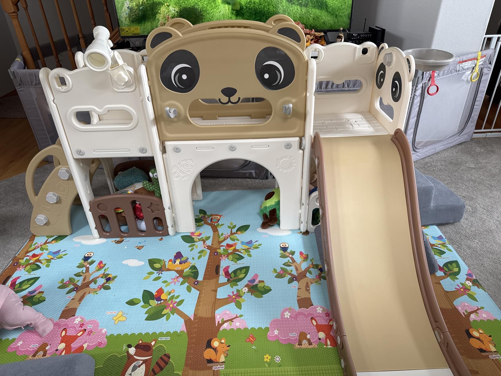 NYEEKOY 9 in 1 Toddler Slide and Climber Playset Indoor Outdoor Kids Slide with Basketball Hoop,Telescope and Storage Space, Freestanding Backyard Playground for Children Age 1-6 customer photo 2