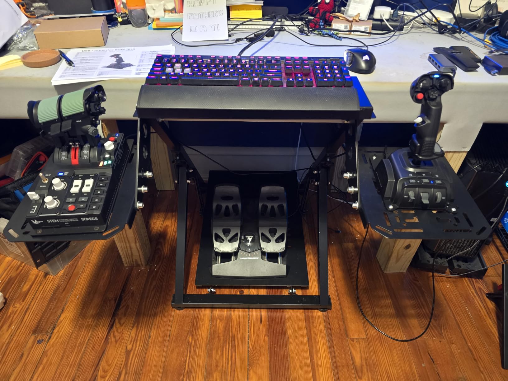 Anman Foldable Flight Simulation Cockpit 3.0 with Fixed Slot Fit for Logitech/Thrustmaster/Hotas Warthog/Fanatec,Electronics Adjustable Fight Sim Mount Pedals, Steering Wheel Not Included customer photo 1
