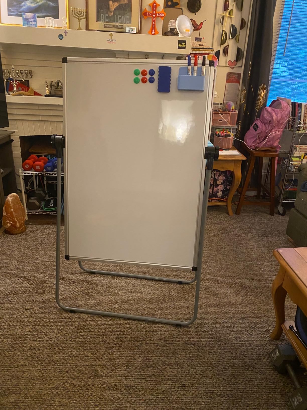 Rolling Whiteboard, 44 x 26 Double Sided Magnetic Dry Erase Board Height Adjustable Whiteboard on Wheels with Sturdy Aluminum Frame for Home Office Classroom customer photo 1