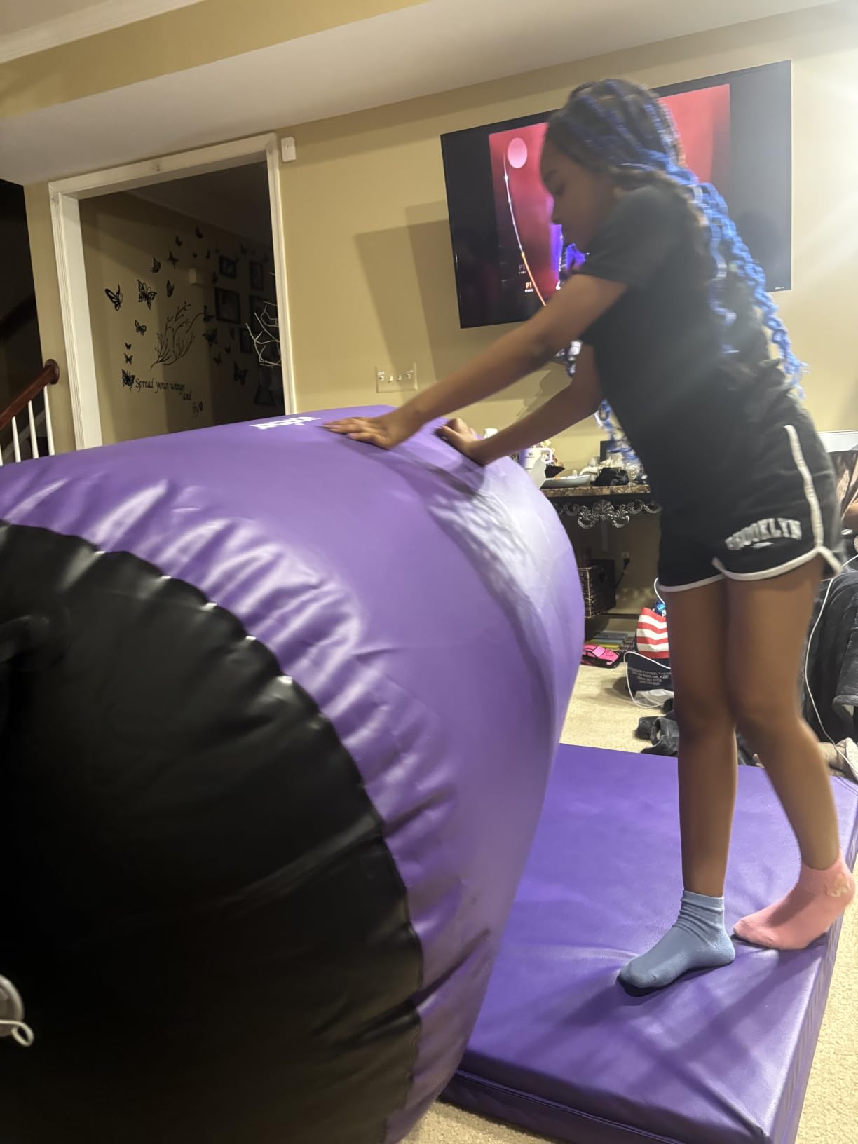 VOFiTNY Gymnastics Air Barrel Tumbling Equipment Back Handspring Trainer | Tumbler Roller Inflatable Octagon Back-bend Trainer Cheerleading Without Pump customer photo 1