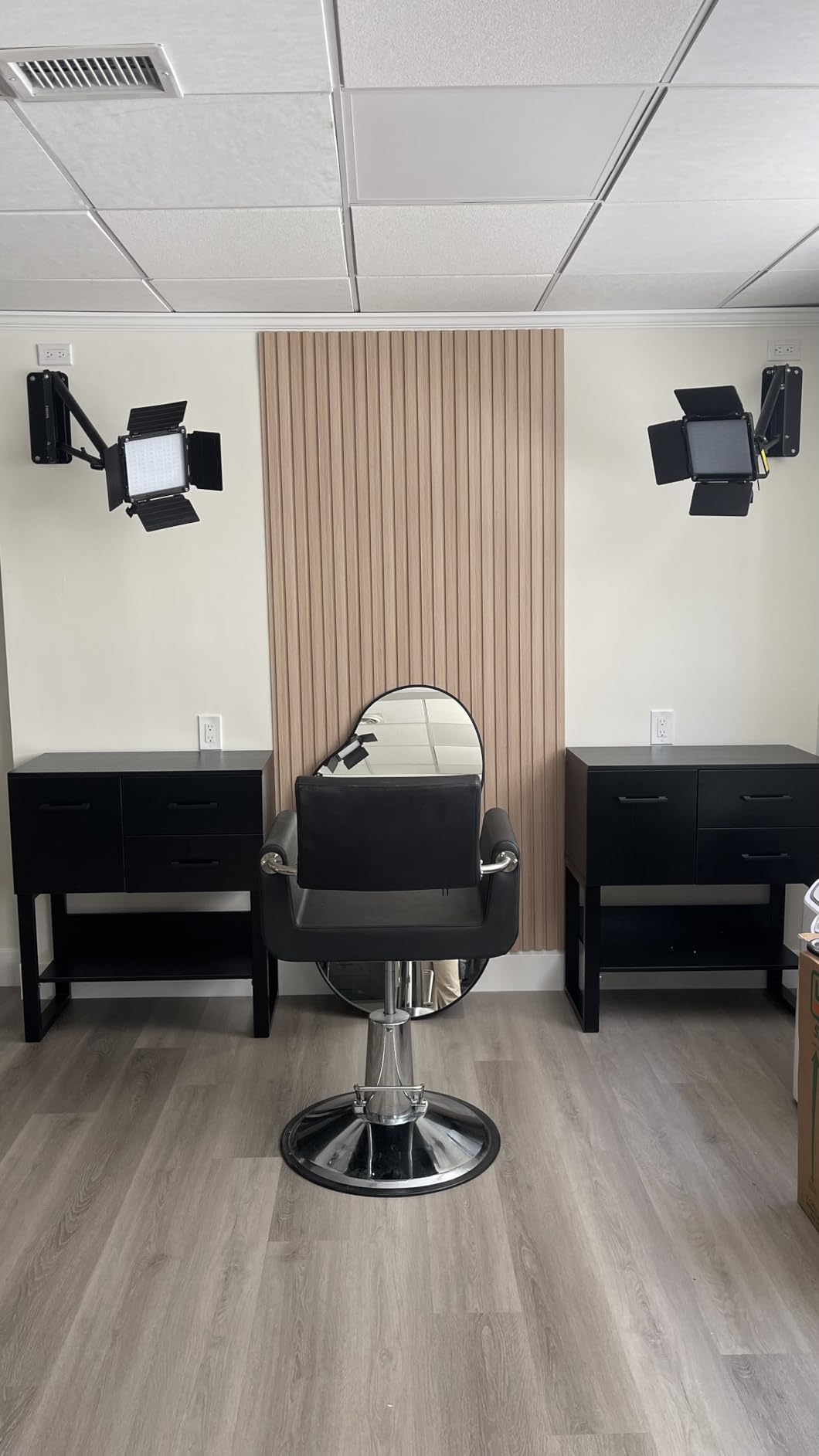 BarberPub Styling Station, Wall Mount Storage Cabinet 3185 (Black) | BarberPub Salon Station, Salon Equipment for Hair Stylist, Beauty Makeup Organizer with Drawers & Shelf 3185 (Black) customer photo 2
