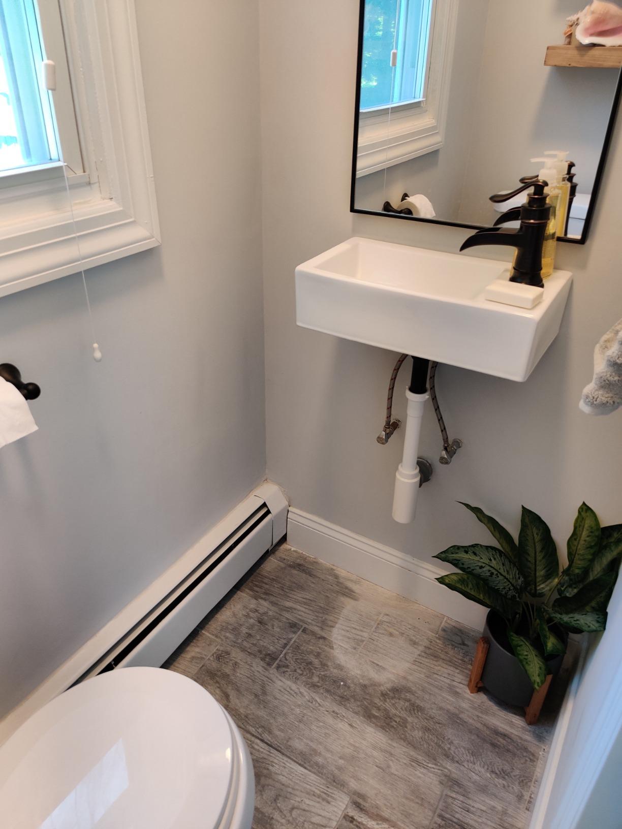 Lordear Wall Mount Bathroom Sink 21x12 Inch White Rectangle Vanity Sink with Overflow Faucet Hole Porcelain Ceramic Floating Bathroom Vessel Sinks, Wall Hung Wash Hand Basin customer photo 2
