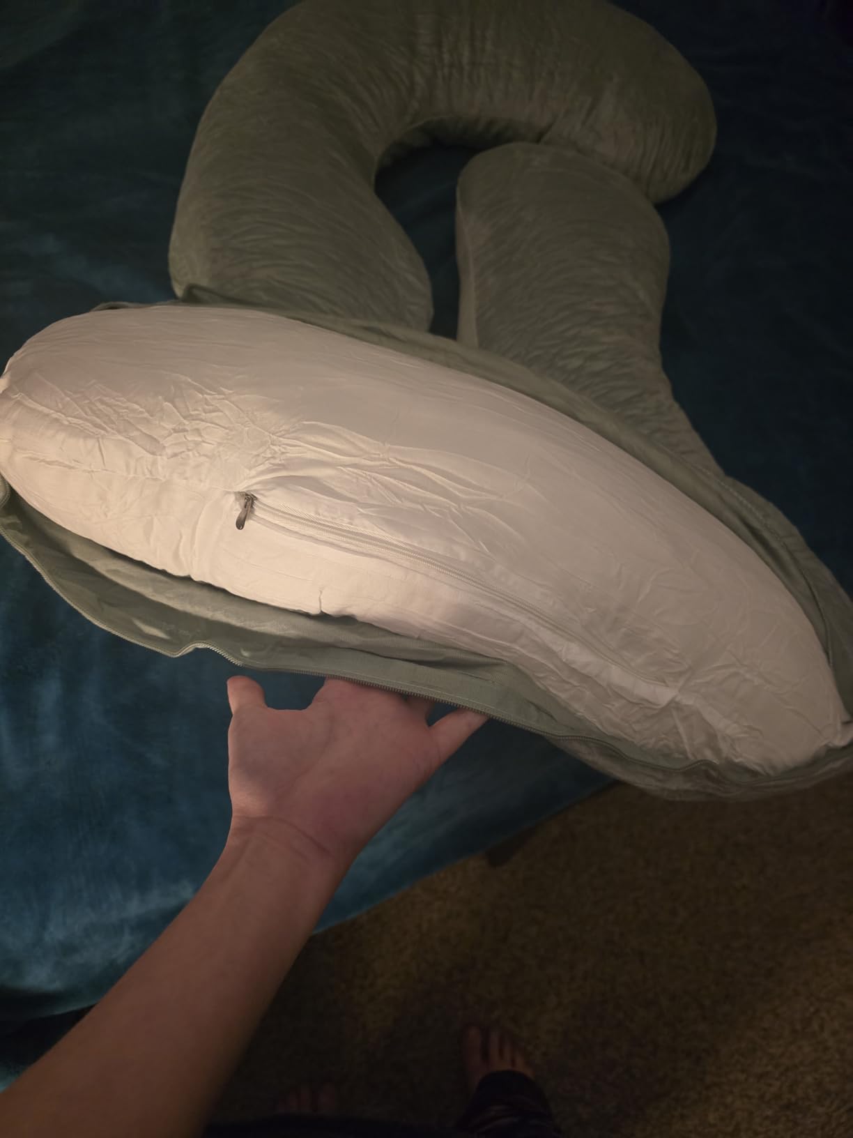 Cute Castle Pregnancy Pillows, Soft U-Shape Maternity Pillow with Removable Cover - Full Body Pillows for Adults Sleeping - Pregnancy Must Haves - Jumbo 57 Inch - Grey customer photo 1
