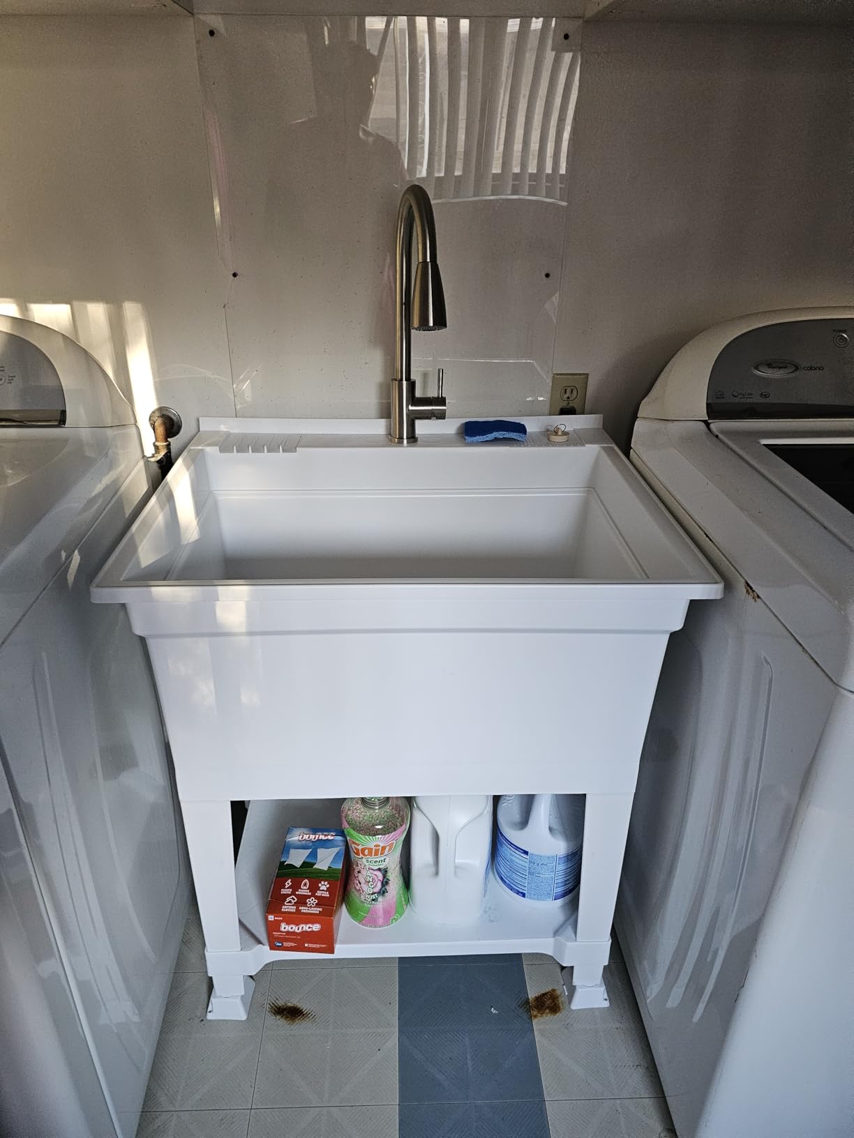 UTILITYSINKS Utility Sink - Freestanding White - 30 in x 24 in | Plastic Construction, 35 in Height, Stainless Steel Pull Down Faucet, Quick Connect Grid Drain, Under Basin Shelf customer photo 2