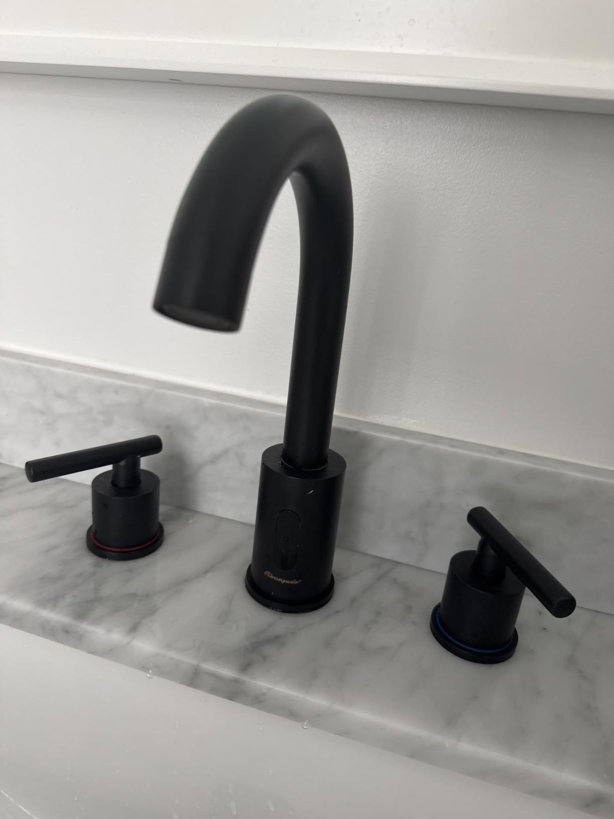 Charmingwater Touchless Bathroom Faucet for 3 Hole | 8 Inch Widespread Bathroom Sink Faucet with Automatic Sensor, 360 Swivel Spout, Chrome customer photo 2