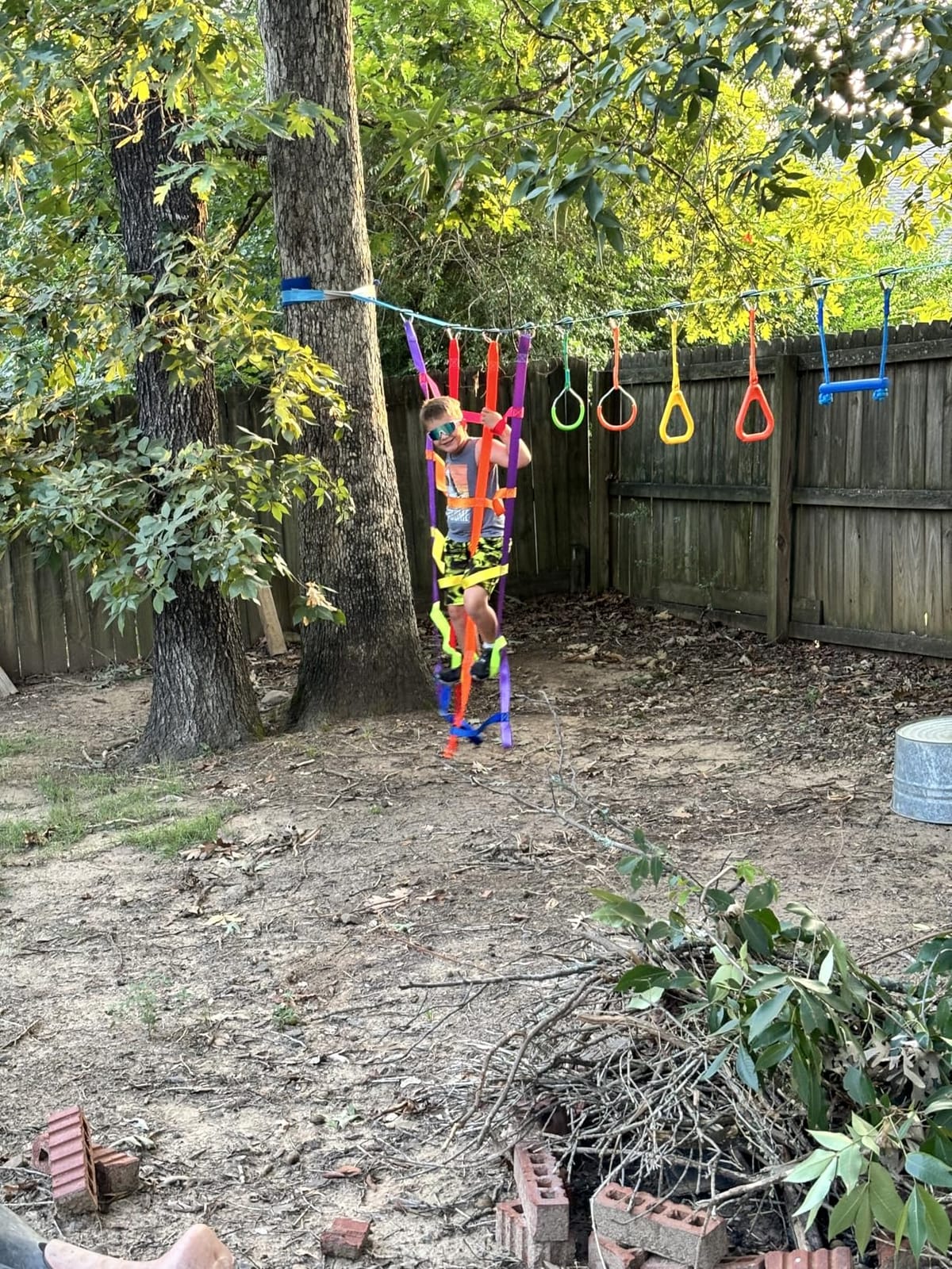 50 ft Ninja Warrior Obstacle Course Swing Set for Kids Outside | Includes 32