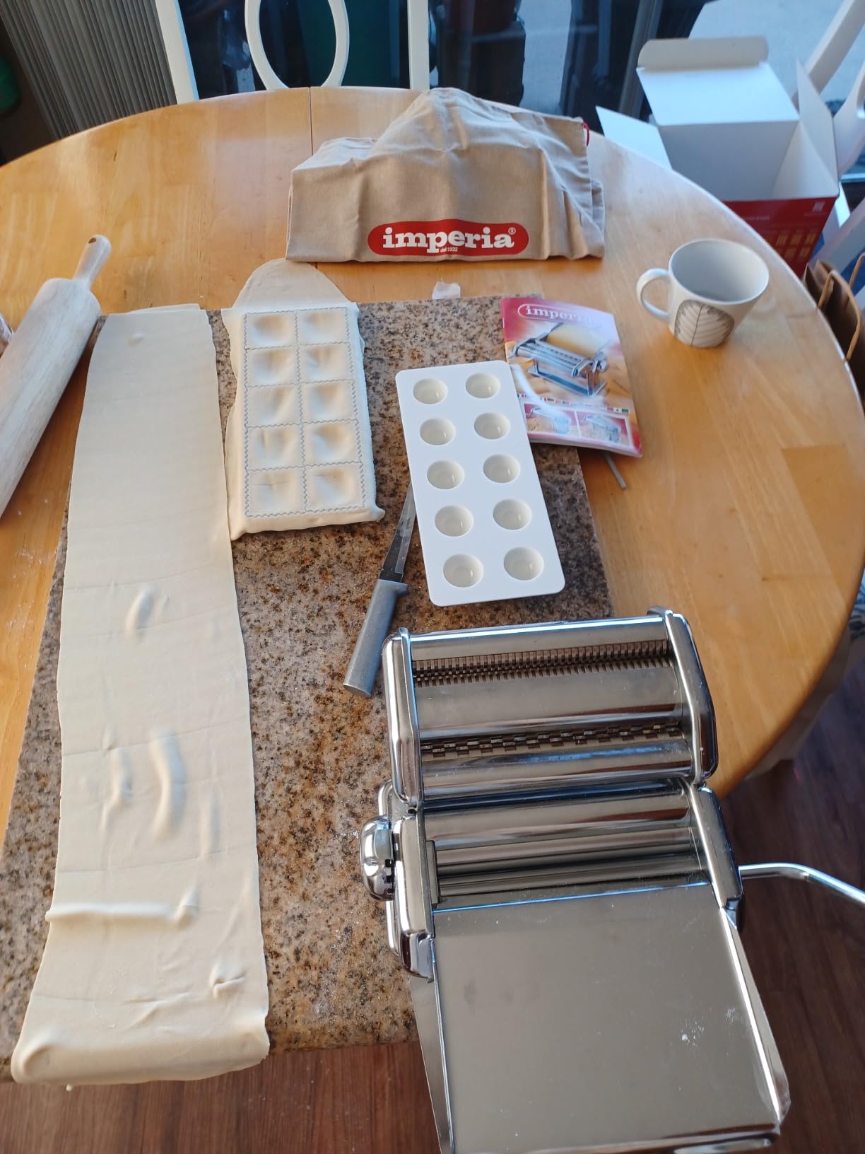 Imperia Pasta Maker Machine - 100% Made in Italy, Heavy Duty Steel Construction, Easy Lock Dial, Wood Grip Handle & Cleaning Brush - Fresh Homemade Italian Spaghetti Fettuccine or Lasagna (Classic Line) customer photo 2