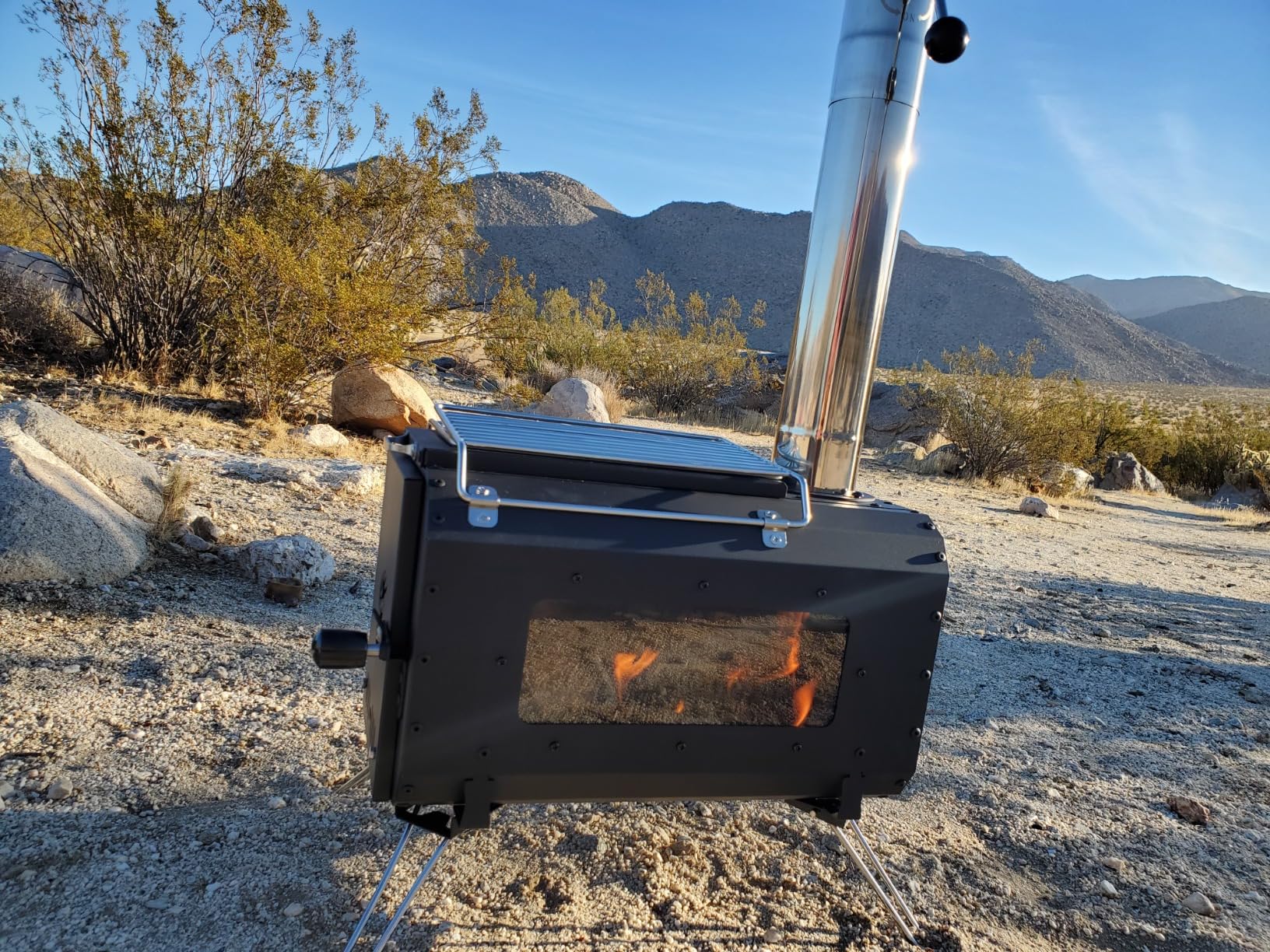 GAOMON Portable Wood Stove, Tent Stove, Wood Burning Stove for Camping | Cast Iron Wood Stove,Tent Heaters for Camping, Includes Chimney Pipes ans View Glass,Ice-fishing, Cookout, Hiking, Travel customer photo 1
