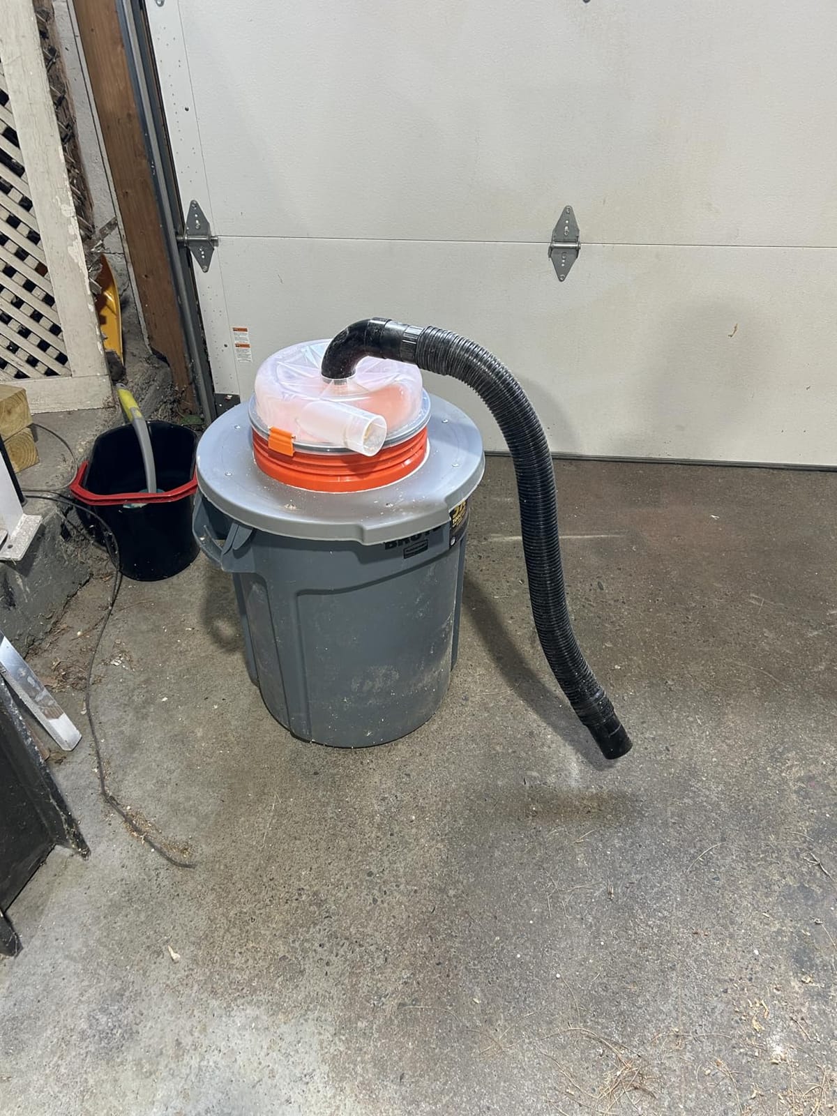 The Dustopper PRO, Low-Profile Dust Separator for Shop Wet/Dry Vacuums with at least 5HP. Includes High-Flow 90 Degree Sweep Elbows and Connection Hose. Fits Standard 5 Gallon Buckets, Made in USA customer photo 2