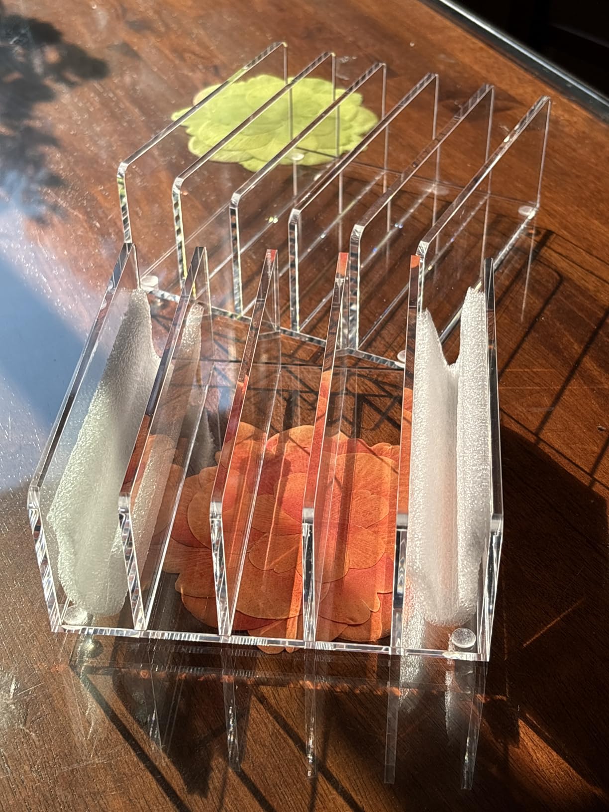 BEYGORM Acrylic Mail Holder, 5 Compartments Multifunction Desk Organizer | Clear Vertical Letter Sorter with Dividers, Modern Office & Home Storage for Bills, Documents & Folders customer photo 1