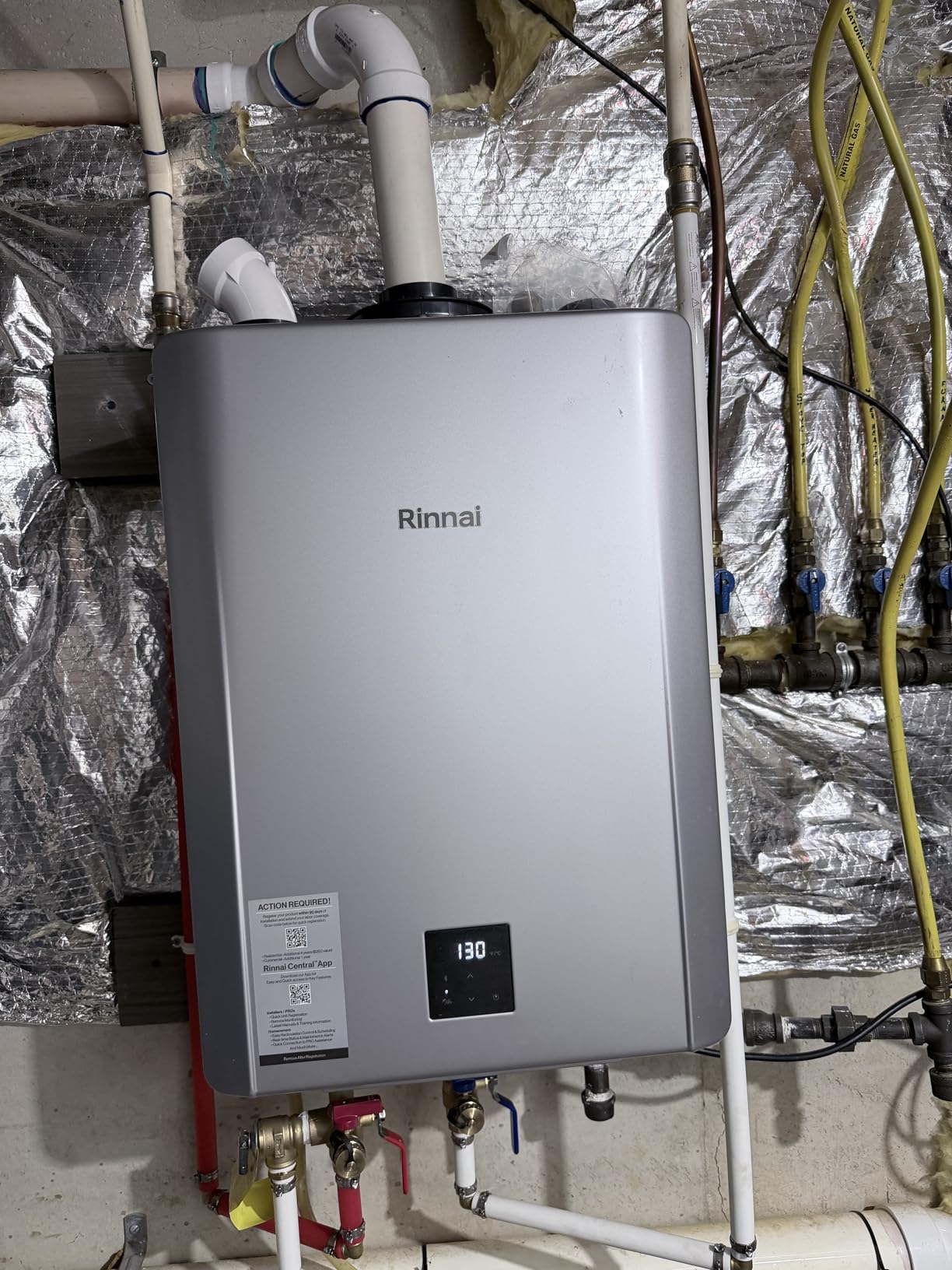 Rinnai RX160iN Condensing Smart Sense Tankless Water Heater | 9 GPM, 160k BTU, Smart Sense Supports Natural Gas or Propane, and Indoor/Outdoor Installation, Endless Hot Water, Save Space customer photo 1